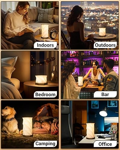 Miniatura 6 de JTT Lámpara de mesa portátil recargable pequeña lámpara de escritorio inalámbrica LED regulable luces de noche de cabecera plegable lámpara de papel