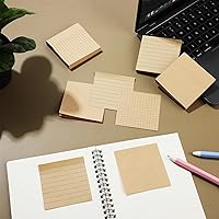 Vista 6 de Paquete de 3 notas adhesivas estéticas de 3 x 3 pulgadas con rejillas de líneas, 80 hojas/bloc, marrón