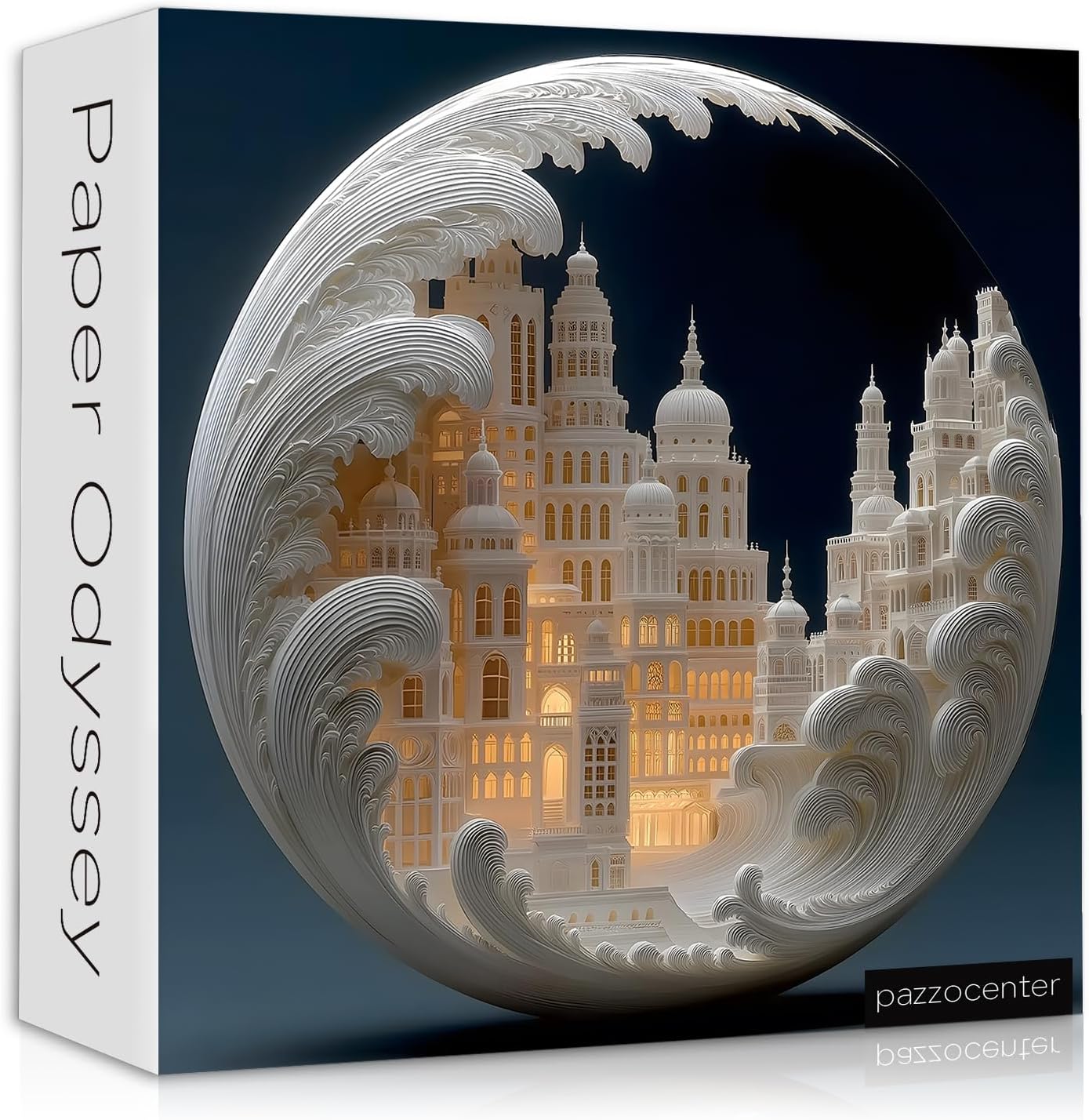Impossible Landscape Puzzles for Adults 1000 Pieces,White Paper Cut Art Cityscape Moon Architecture Puzzles,Unique Buildings Jigsaw Puzzle Challenge