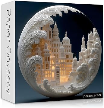 Impossible Landscape Puzzles for Adults 1000 Pieces,White Paper Cut Art Cityscape Moon Architecture Puzzles,Unique Buildings Jigsaw Puzzle Challenge