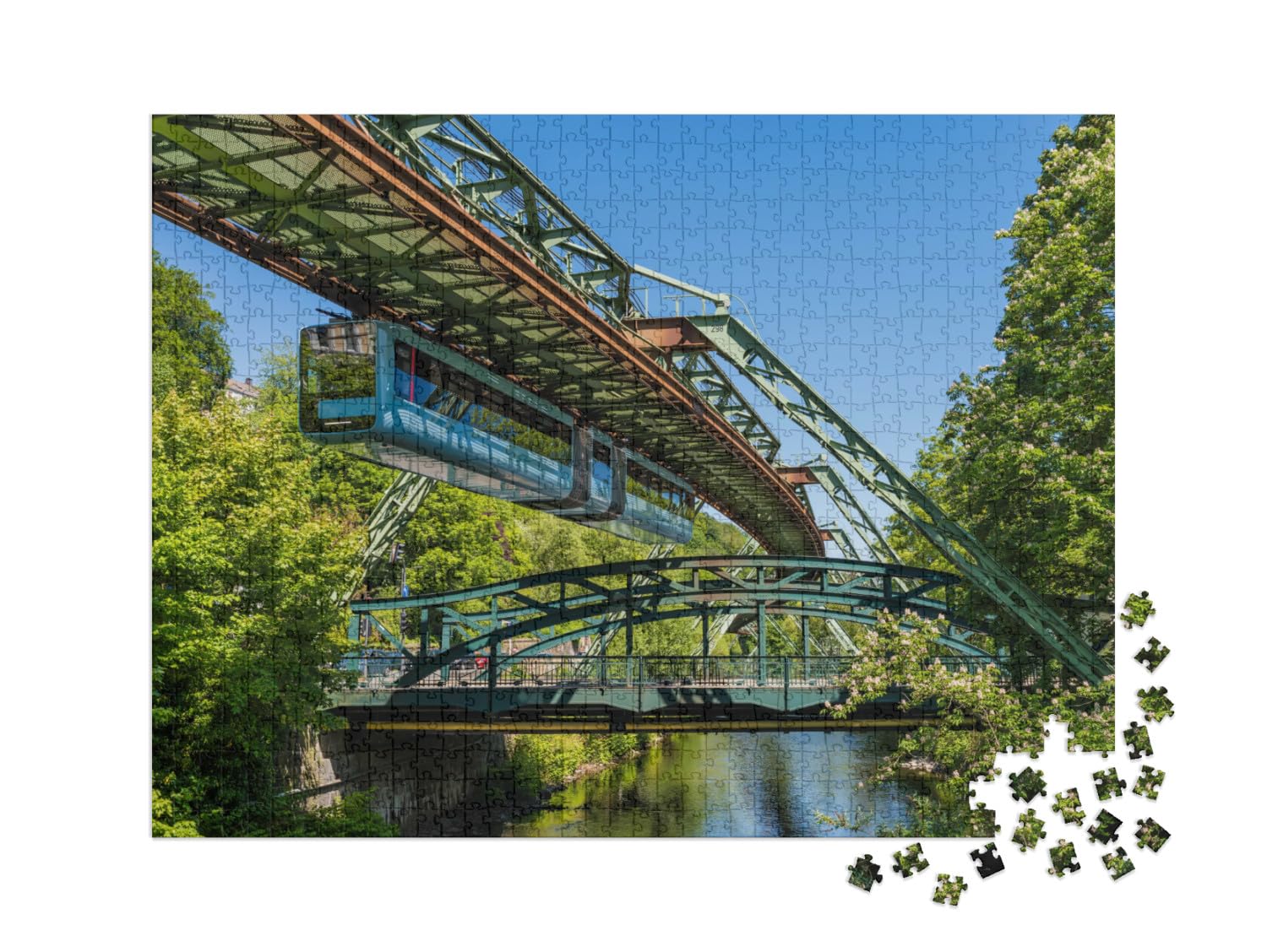 Puzzle 1000 Teile XXL „Einzigartige Schwebebahn in Wuppertal“ – aus der Puzzle-Kollektion Wuppertal
