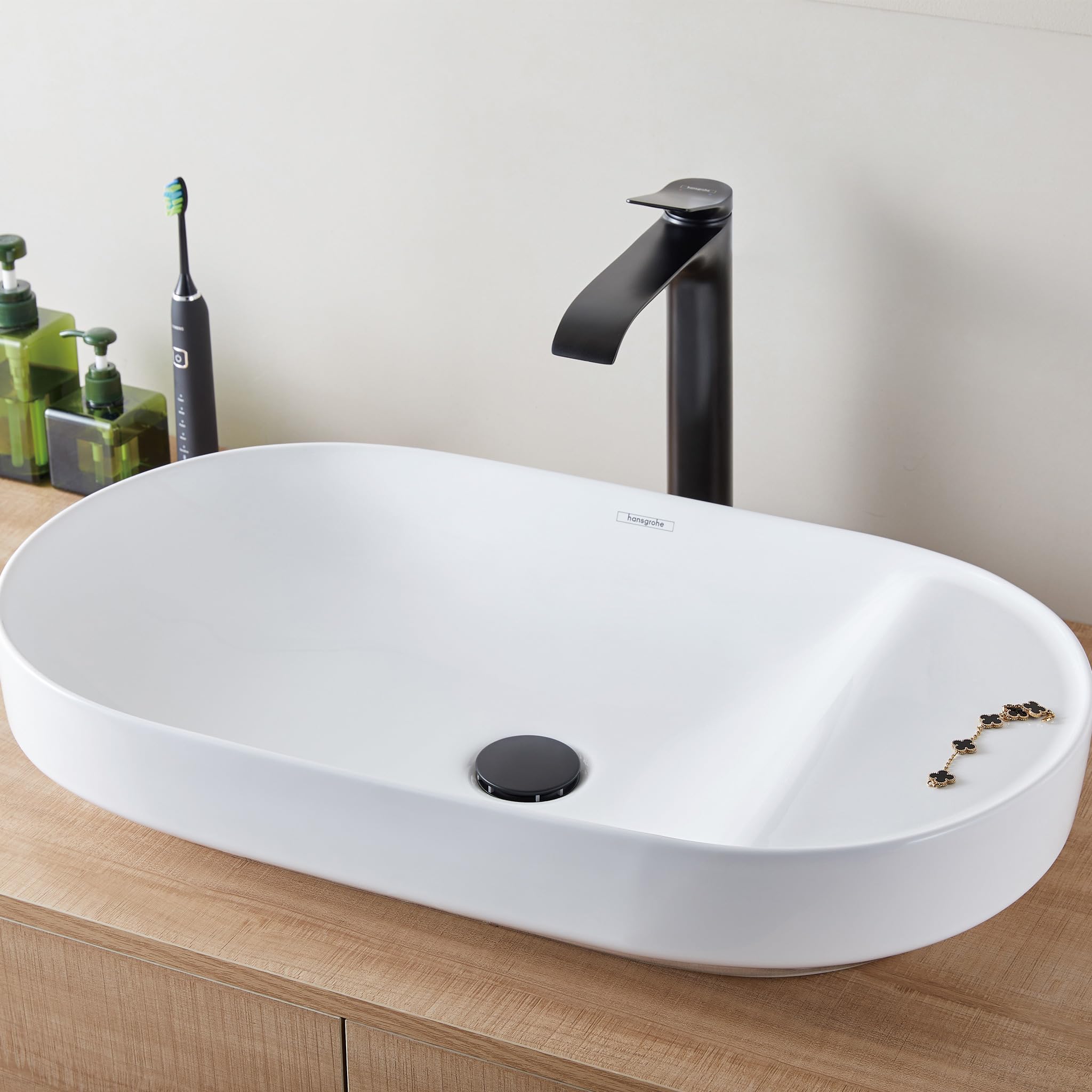hansgrohe Ablaufgarnitur nicht verschließbar für Waschbecken, Mattschwarz