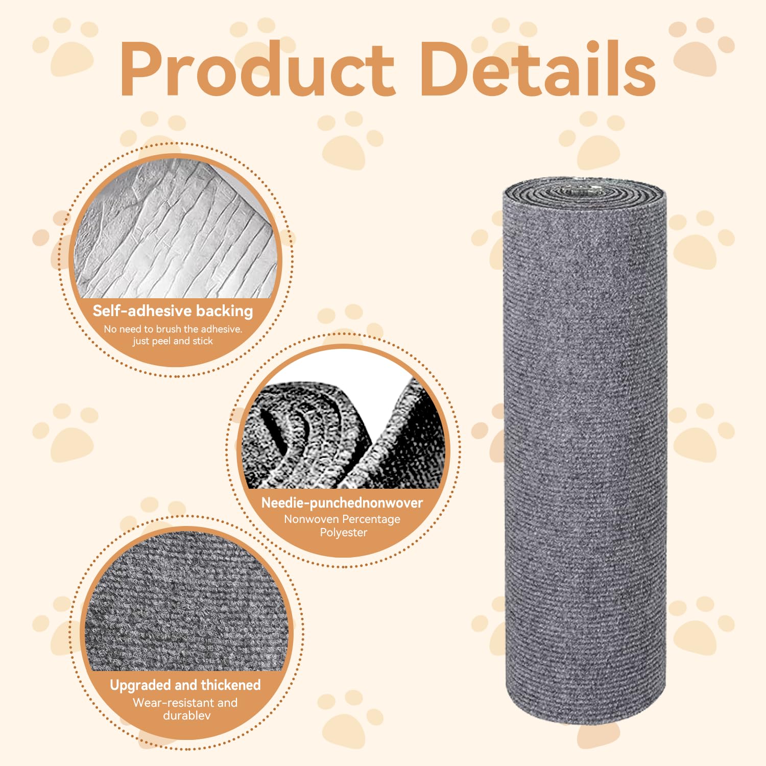 Protezione Divano Graffi Gatto, Tappeto Tiragraffi per Gatti Autoadesivo 100x30cm, Riutilizzabile e Tagliabile, Ideale per Divani, Mobili e Pareti, Tiragraffi divano, Sisal e Moquette (Grigio chiaro)