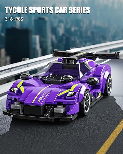 Miniatura 2 de TGL Juego de bloques de construcción de autos súper deportivos con vitrina, juguetes de construcción de autos de carreras de velocidad para niños y