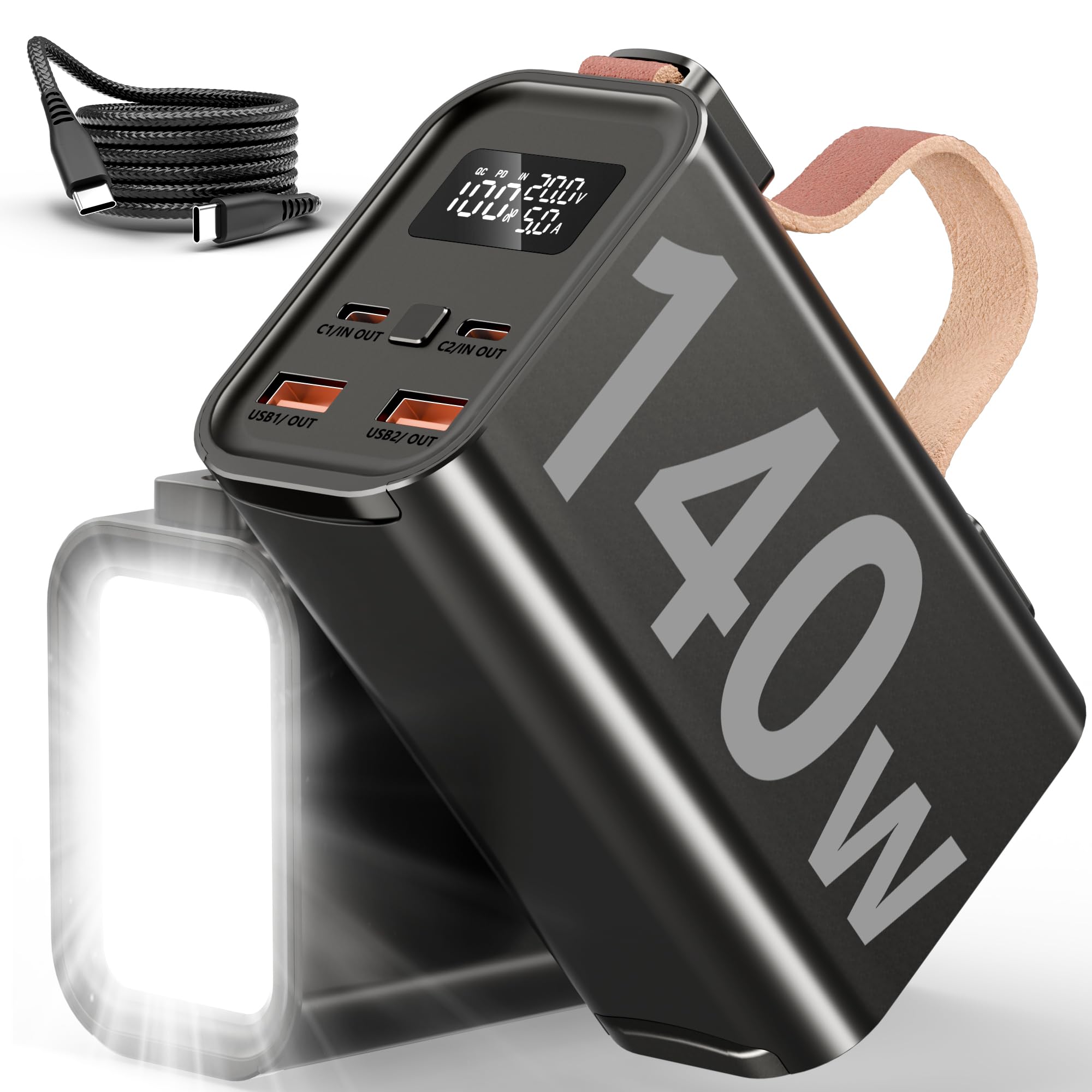 50000mAh 140W Batería Externa Cargador Portátil Carga Rápida PD 3.1 QC 4.0, Power Bank USB C con 4 Puertos y Pantalla LED, Gran Capacidad para PC Portátil, Mac, Tableta, Smartphone