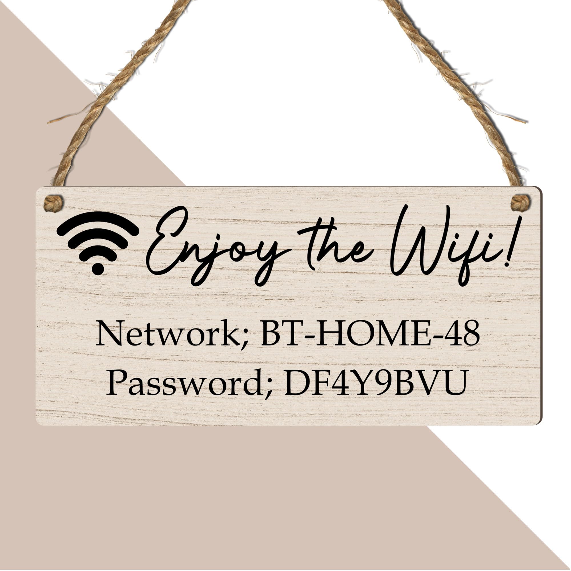 Custom WiFi Password Plaque | Personalised Internet Sign | Hanging Home Office Business Café Bar Décor |Personalised WiFi Password Wooden Hanging Family Room Sign (Beige)