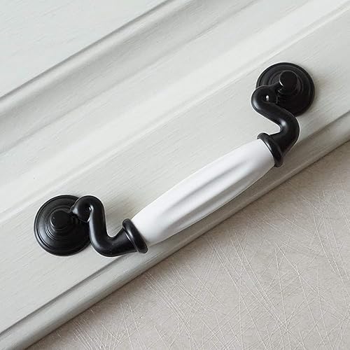 Miniatura 6 de LBFEEL Tiradores de cerámica blanca de 4 12 pulgadas, tiradores de pomo de cajón, manijas de puerta de gabinete de cocina, herrajes para muebles de