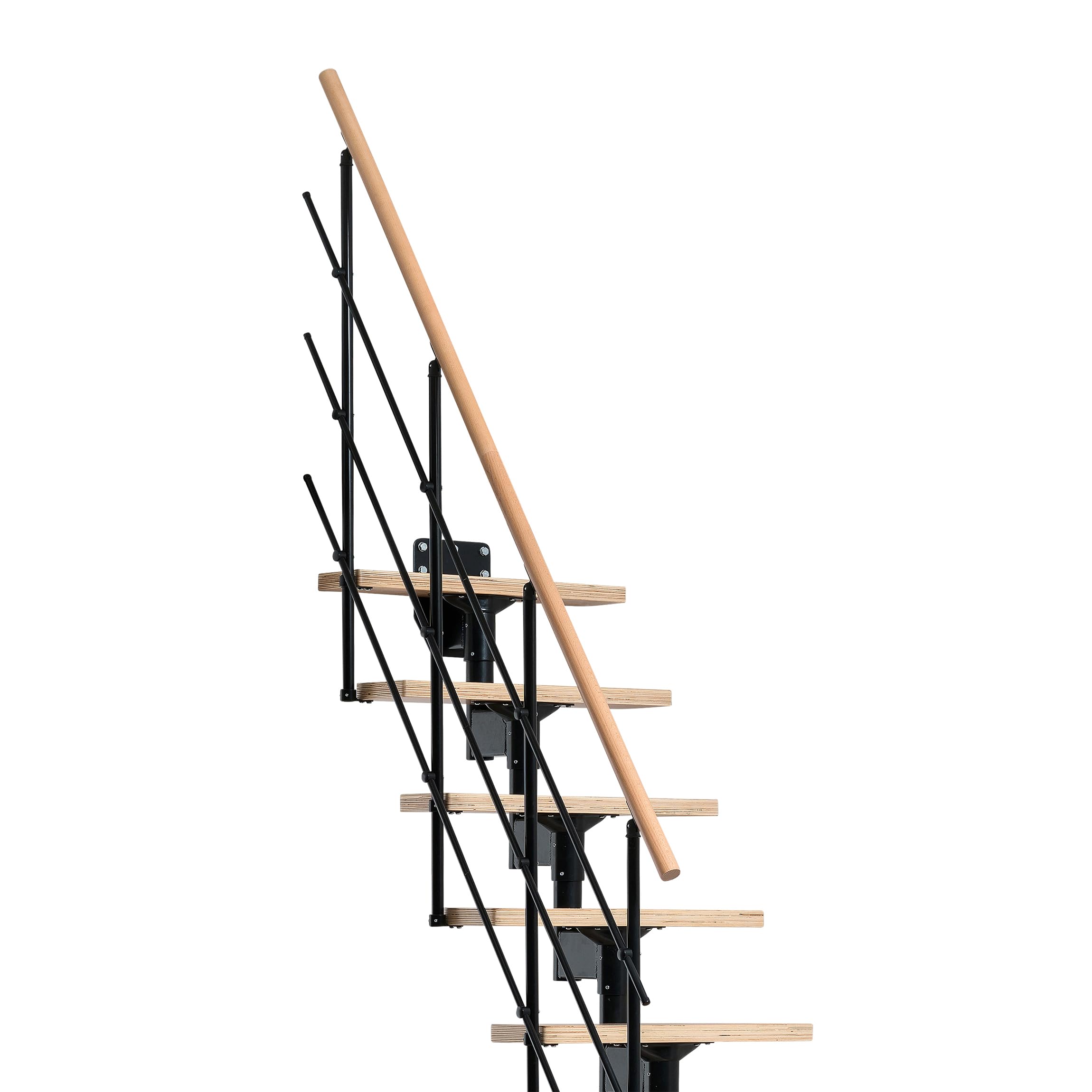 DOLLE Elegante Raumspartreppe in modernem Design, edlem Schwarz und Stufen aus Buche Multipex