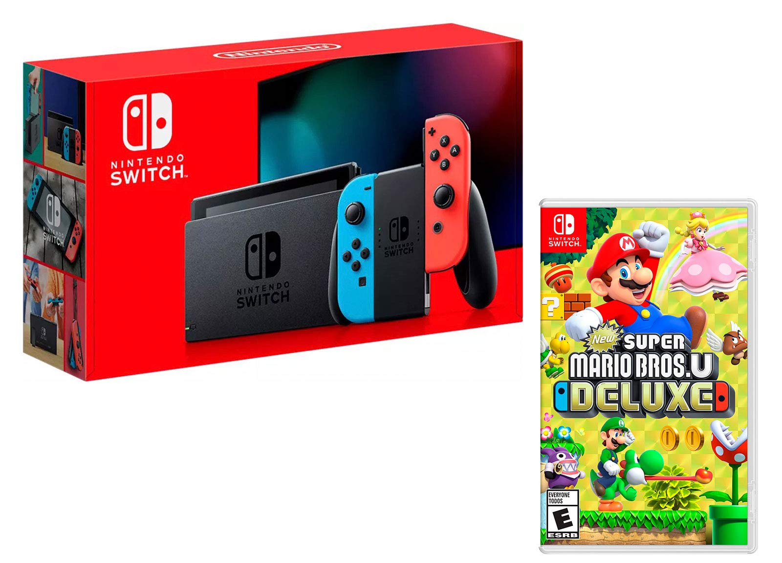 Nintendo Switch Rouge/Bleu Néon 32Go [Nouveau modèle] + New Super