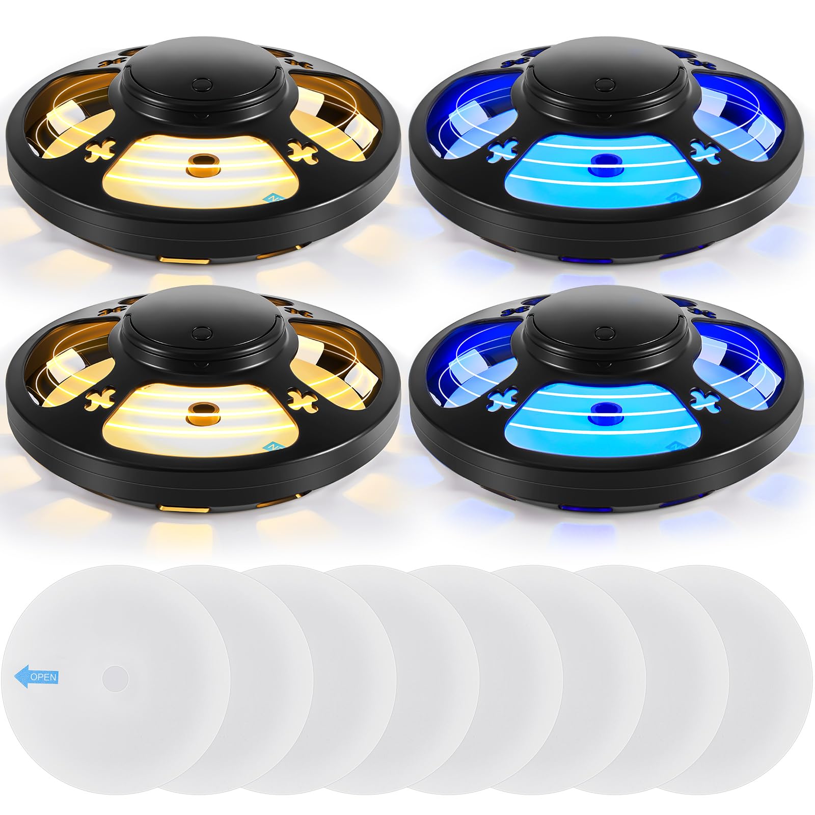 4 Pcs Flea Traps for Inside Your Home with 8 Sticky Pads, Bed Bug Tick Killer Flea Light Gnat Traps Pest Control, UV Night Light Bug Catcher for Bugs Moths Gnat Indoor and Outdoor(Black)