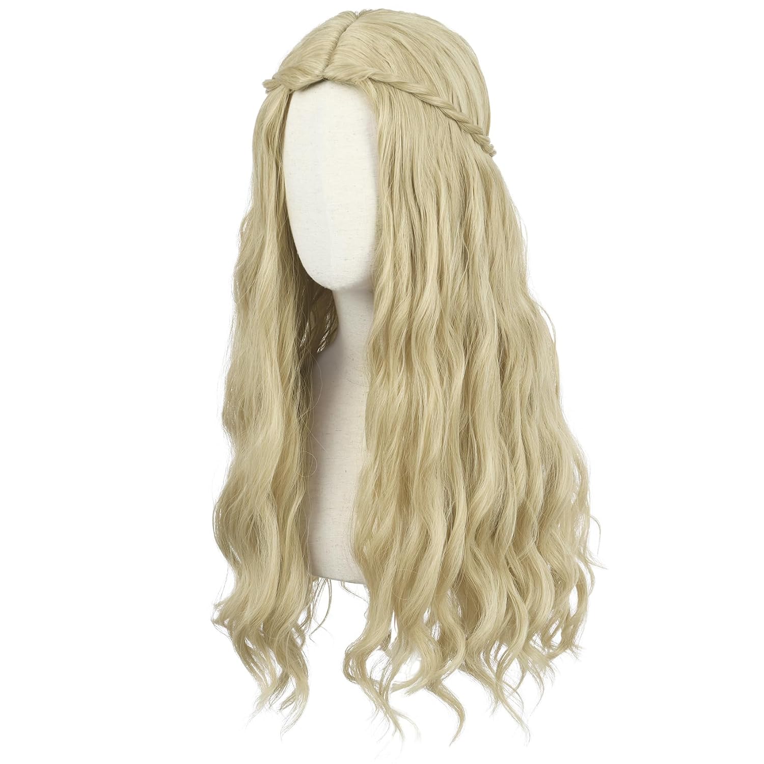 yuehong Long Curly Blonde Wavy 70s Hippie Wig Disco Womens Costume Hair Heat Resistant Synthetic Fibers Durable Breathable Wig