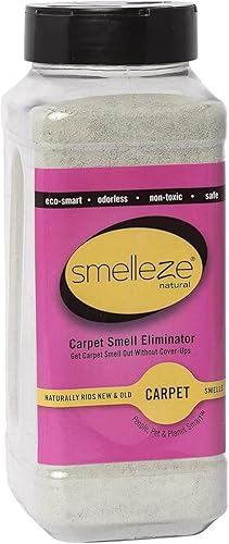 SMELLEZE Desodorizador natural para eliminar olores de alfombras: 2 lb. El polvo elimina los compuestos orgánicos volátiles para alfombras y la