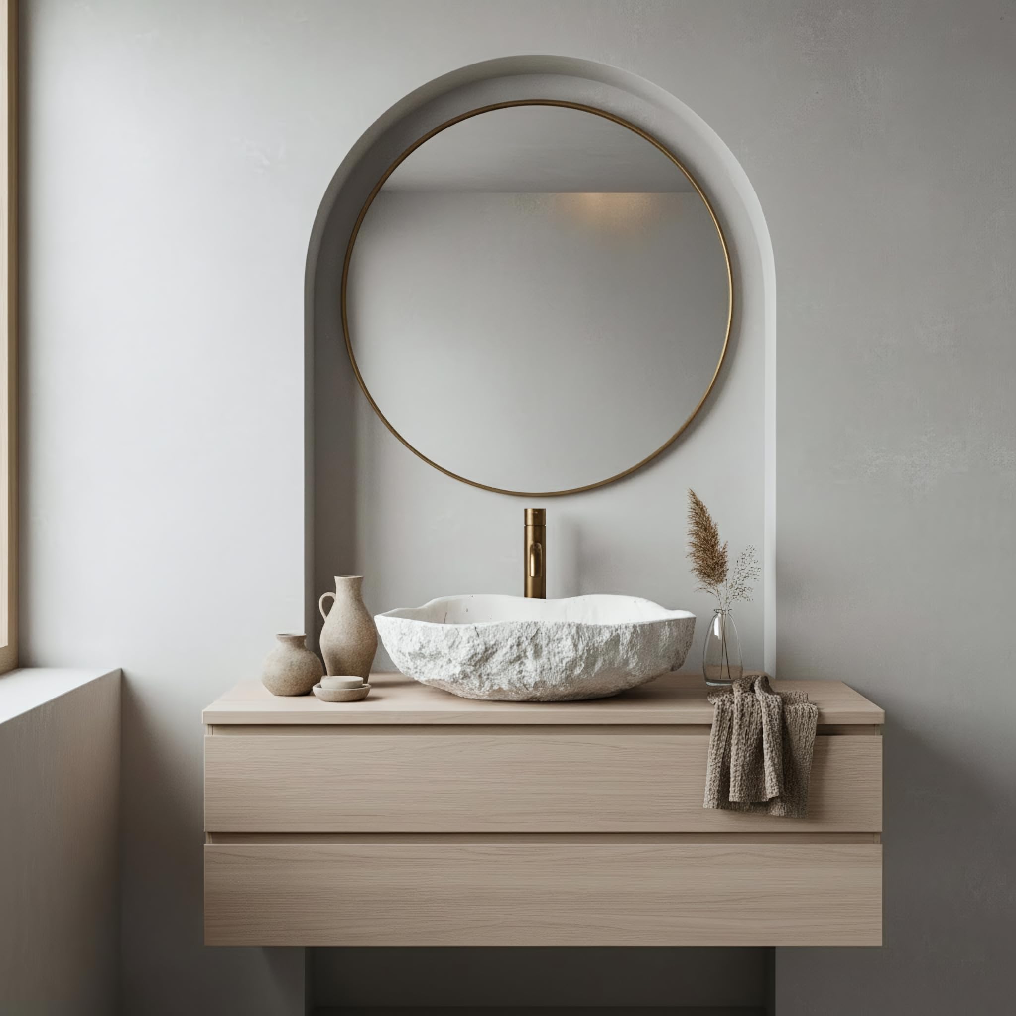 Lavabo Sobre Encimera Rea Isla Shiro Beige 49X37X13,5Cm