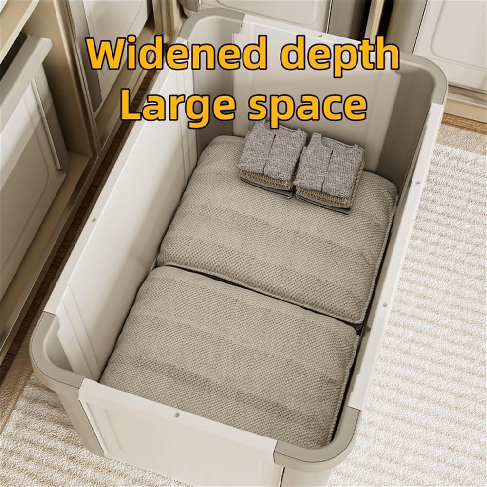 Foldable Closet Organizers, Plastic Storage Bin, Stackable Storage Box with Lid, Storage Container for Dressing Room, Office