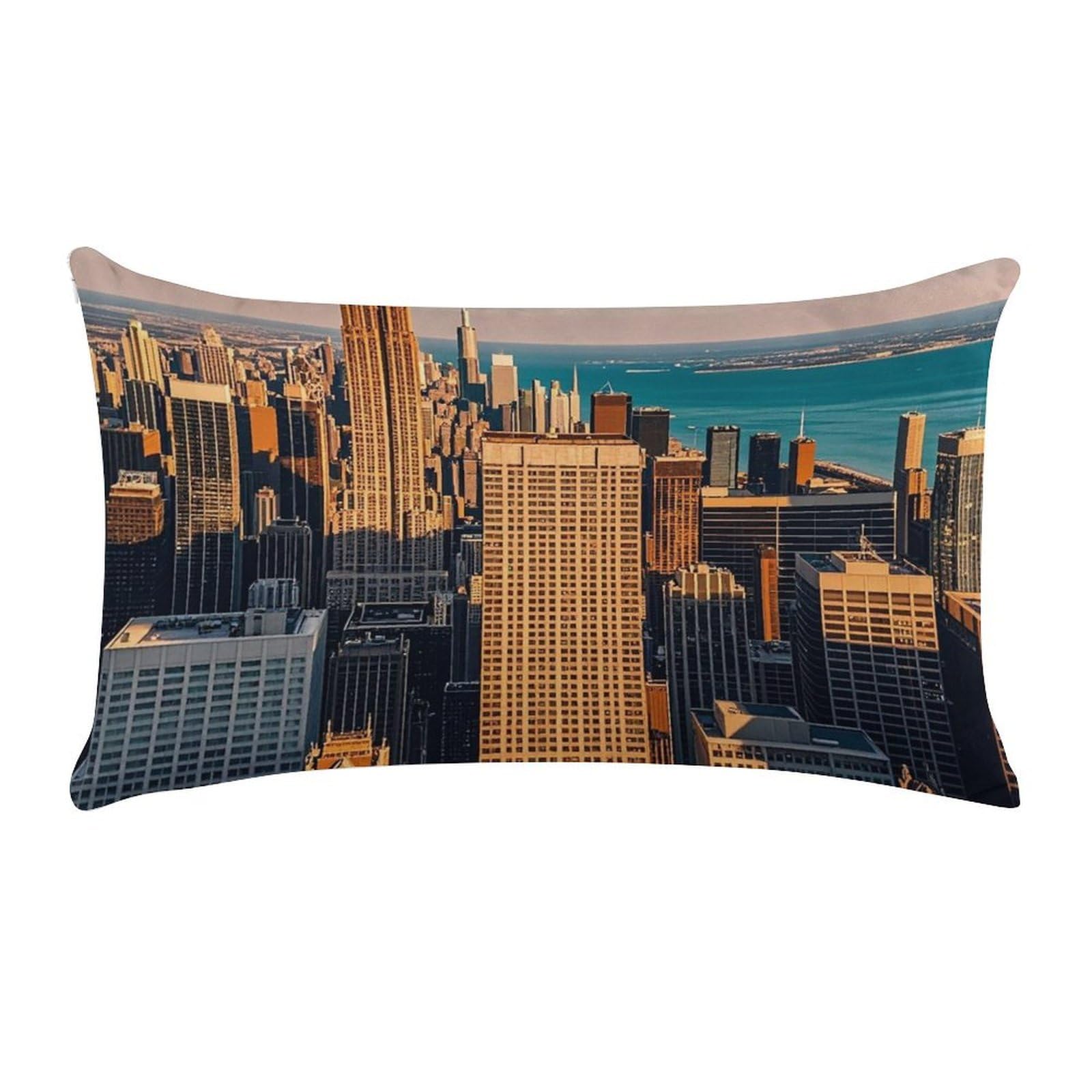 High Rise Buildings Skyscrapers Pillow Cases for Sofa, Super Soft Plush Pillow Cover with Zipper, Luxury Cozy Pillow Shams for All Seasons, Lightweight Pillowcases for Bedroom, 12" X 20"