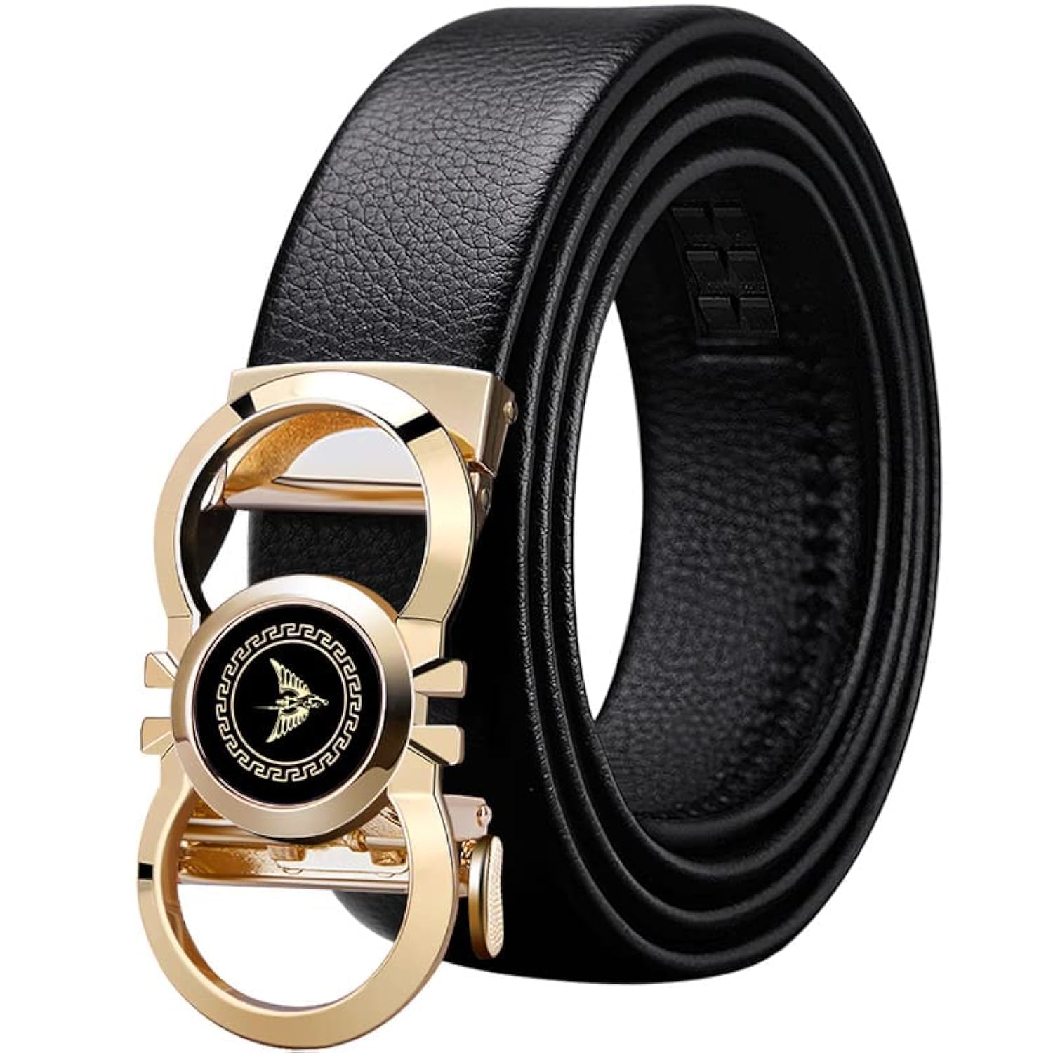 Mens Leather Ratchet Belts Slide Dress Belt for men Automatic Buckle with Gift Box