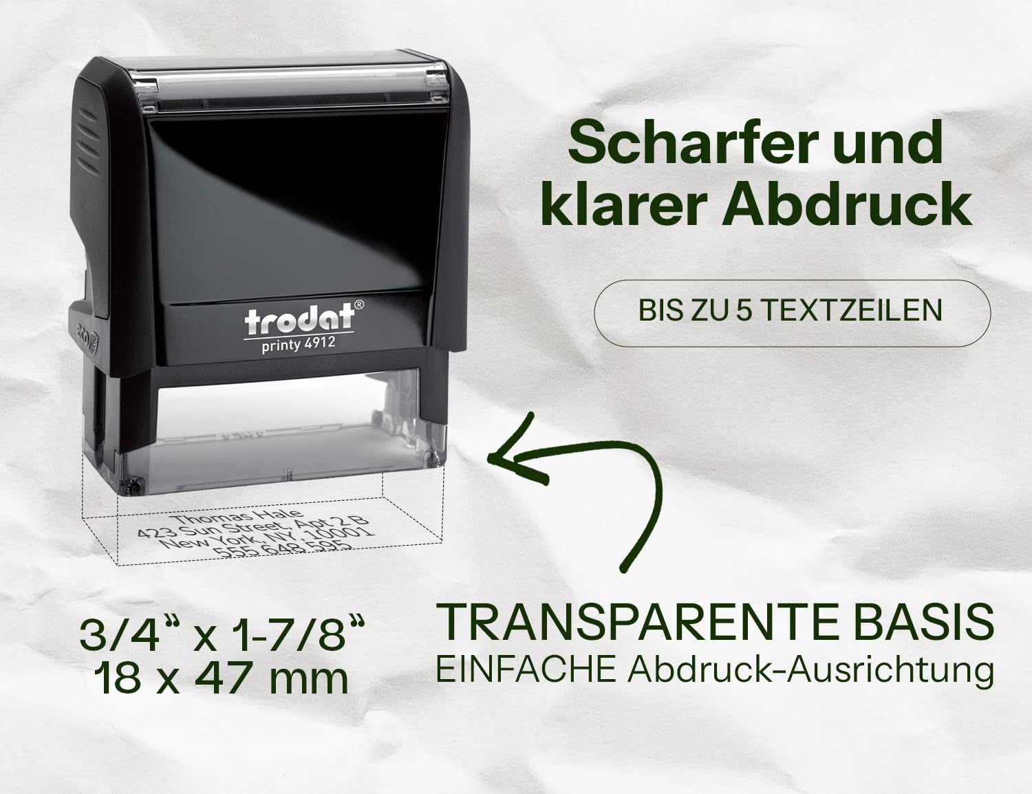 Stamp by Me – Stempel Personalisiert | Firmenstempel mit Text Schwarz | Langlebiger Selbstfärbender Adressstempel | Personalisierter Namensstempel 58x22 mm, Max. 5 Zeilen | Nachfüllbares Stempelkissen