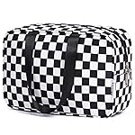 Narwey Large Toiletry Bag Women Cosmetic Bag Travel Makeup Bag Organizer Medicine Bag for Toiletries Essentials Accessories (Black Checkerboard, Large)