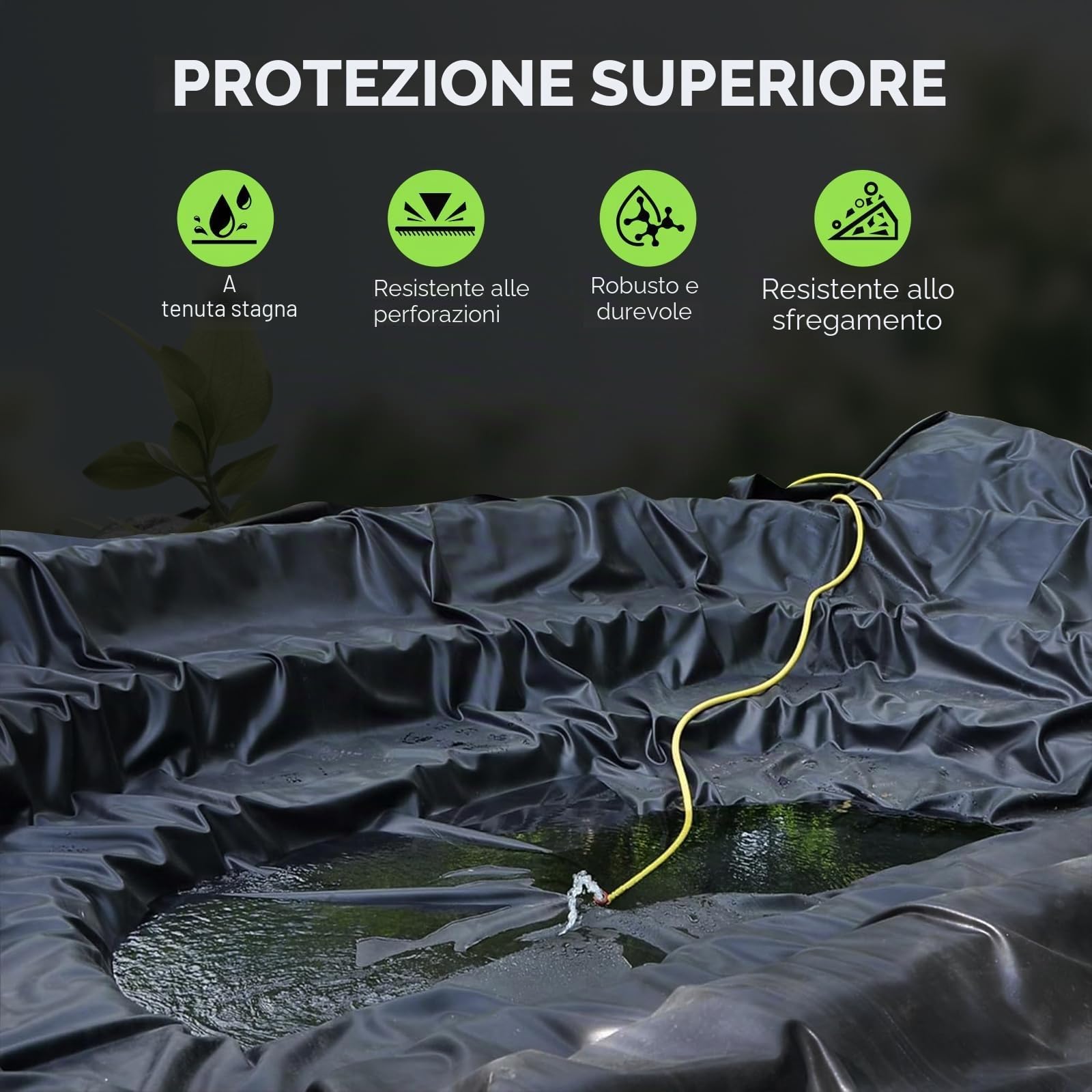 3x4m Telo Laghetto, 0.2mm Spessore Telo per Laghetto da Giardino, Fodera Laghetto per Fontana da Giardino Esterno, Cascata, Laghetto per Tartarughe