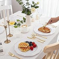 Vista 5 de WDF 300 cubiertos de plástico dorado desechables, cubiertos de plástico resistente, juegos de cubiertos dorados que incluyen 100 tenedores, 100