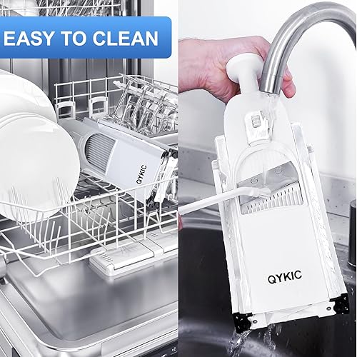 Miniatura 8 de Cortador de mandolina segura, rebanador de patatas, rebanador de alimentos vegetales, grosor ajustable para pepino, cebolla, zanahoria y limón (solo