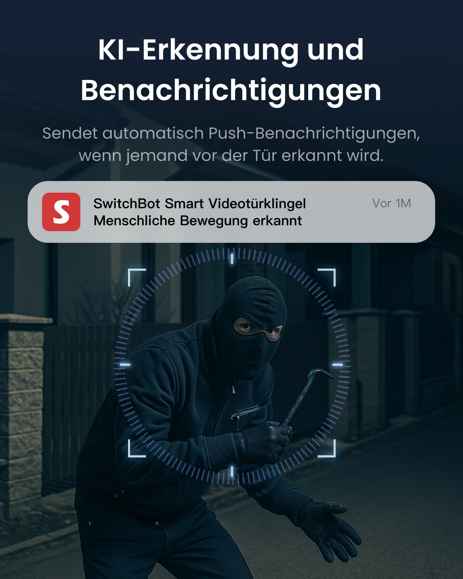 SwitchBot WLAN Türklingel mit Kamera, 2K Video Türklingel mit 4,3 Zoll Farbbildschirm, Smart Türklingel Kamera mit 165° Weitwinkel, 5000 mAh, Zwei-Wege-Audio, Kompatibel mit Alexa