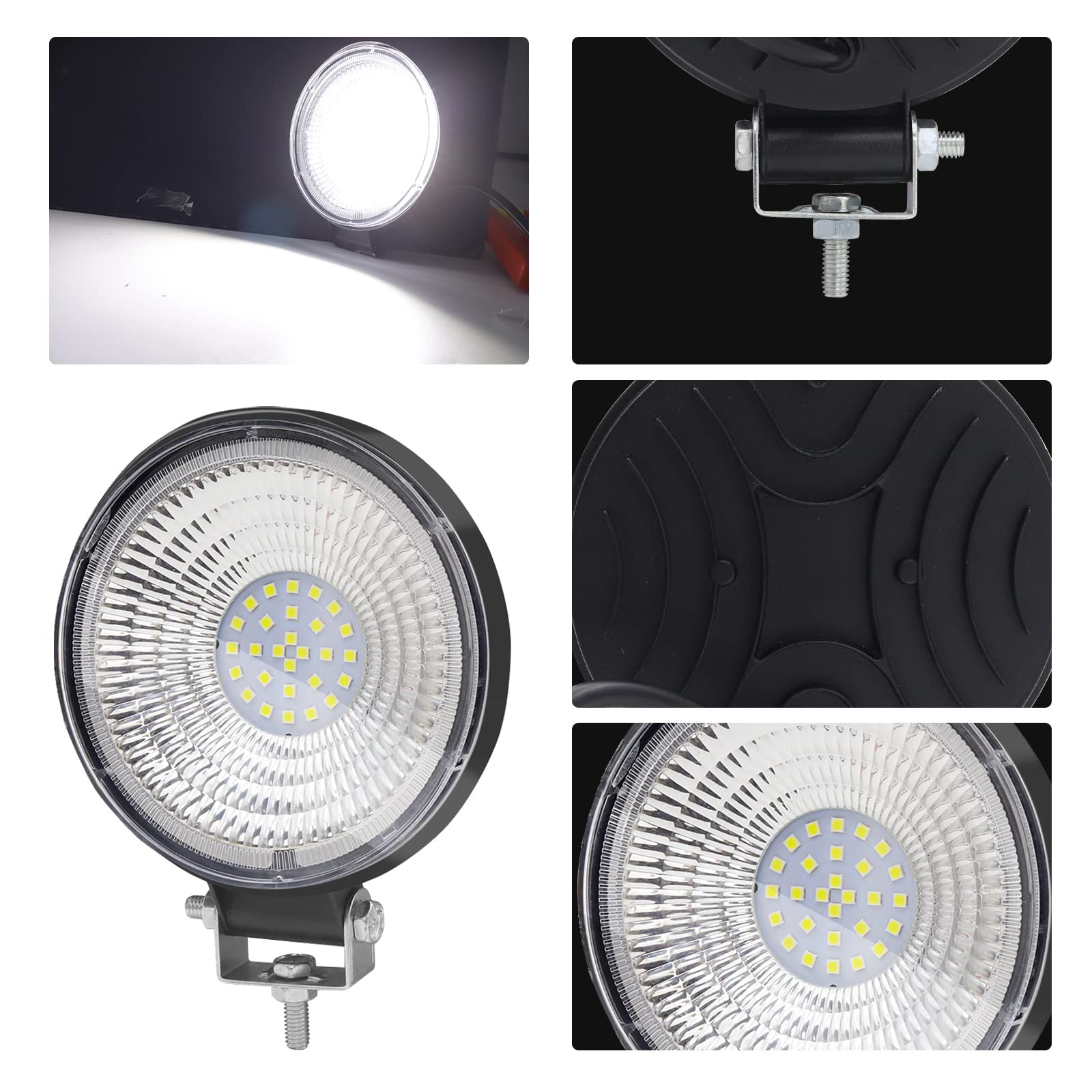 Biqing 2x Phare de Travail LED 12V, LED Barre 4.4” Projecteur Voiture Spot Flood Feux Antibrouillard 24V Feux de Travail Feux Additionnels 25000LM pour 4x4 Truck ATV Offroad Spotlight (84W)