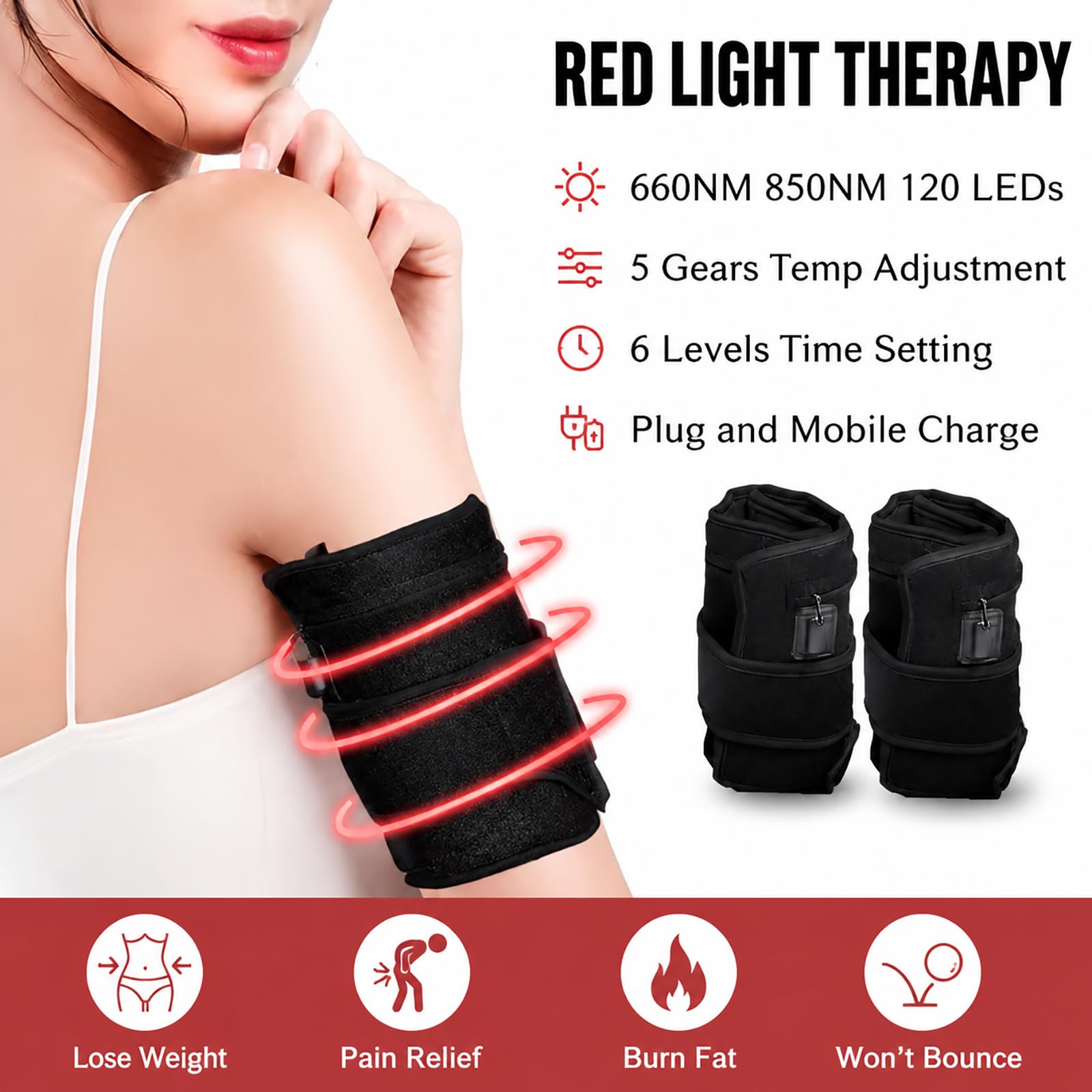 Red Light Therapy Arm Wrap - Pain Relief & Muscle Recovery -2 Red Light Therapy Arm Wrap - Pain Relief & Muscle Recovery -2