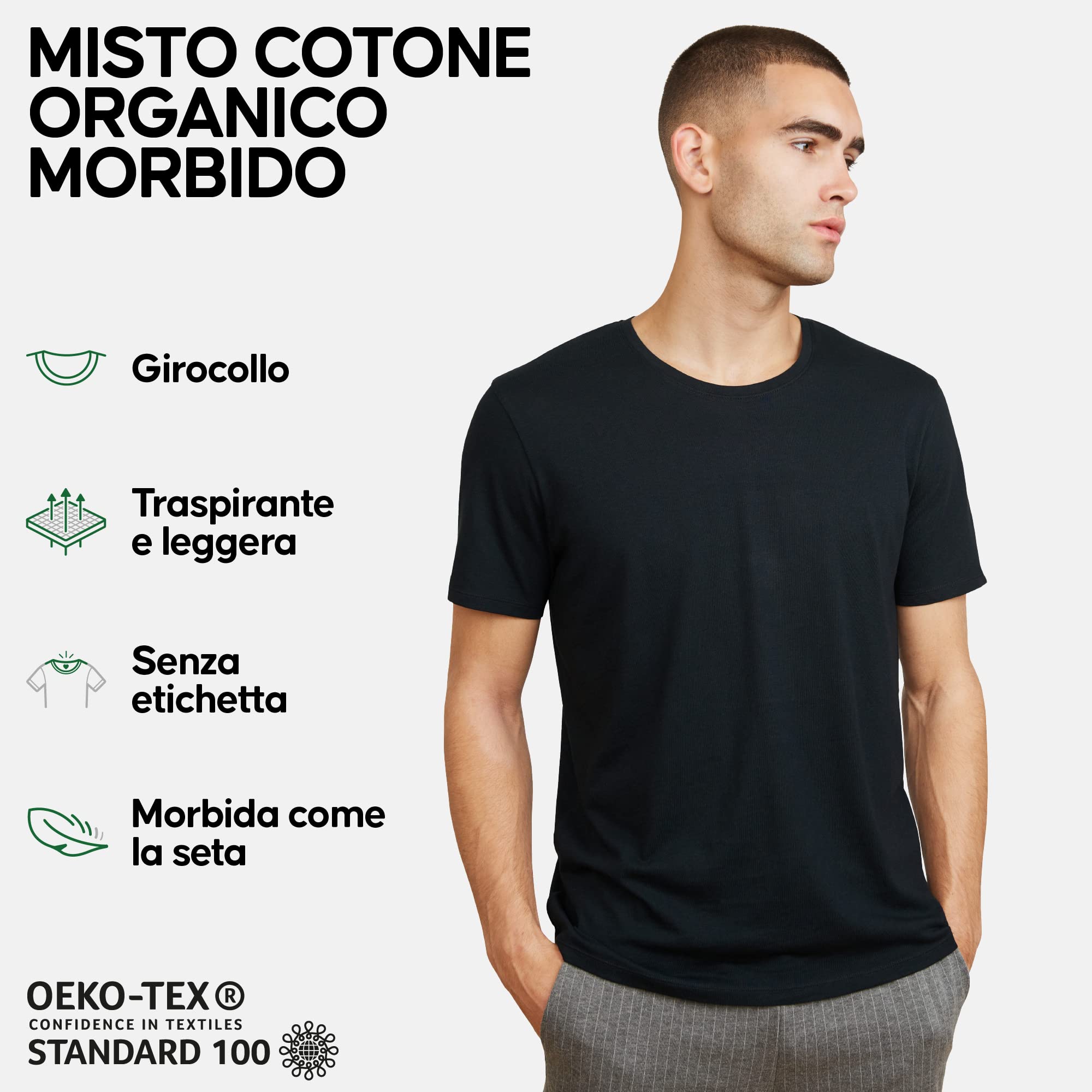 DANISH ENDURANCE Maglietta in Cotone Biologico, T-Shirt a Mezze Maniche, Morbida, Premium, da Uomo, 2 Paia