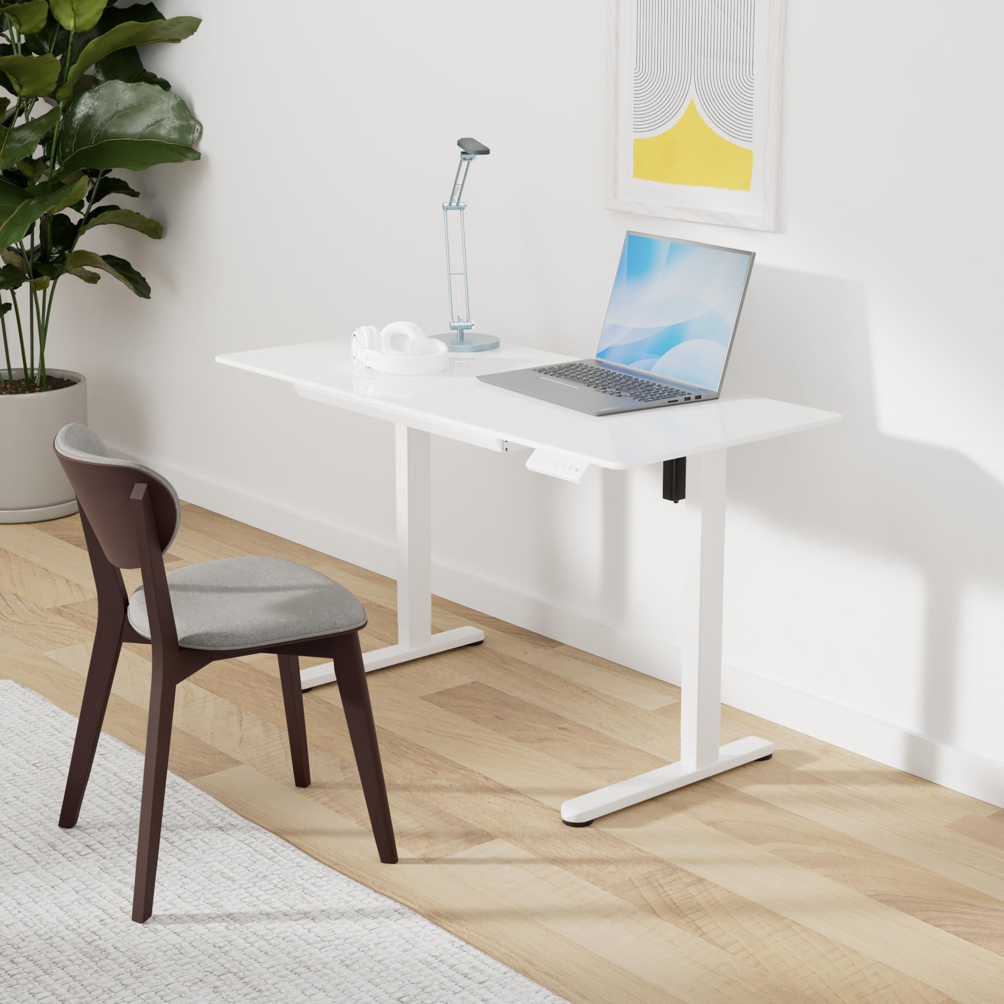 Scrivania Elettrica In Vetro Marsail Con Cassetto - Regolabile In Altezza 101x61 Cm, Piano In Vetro Temperato, 4 Memorie - 5