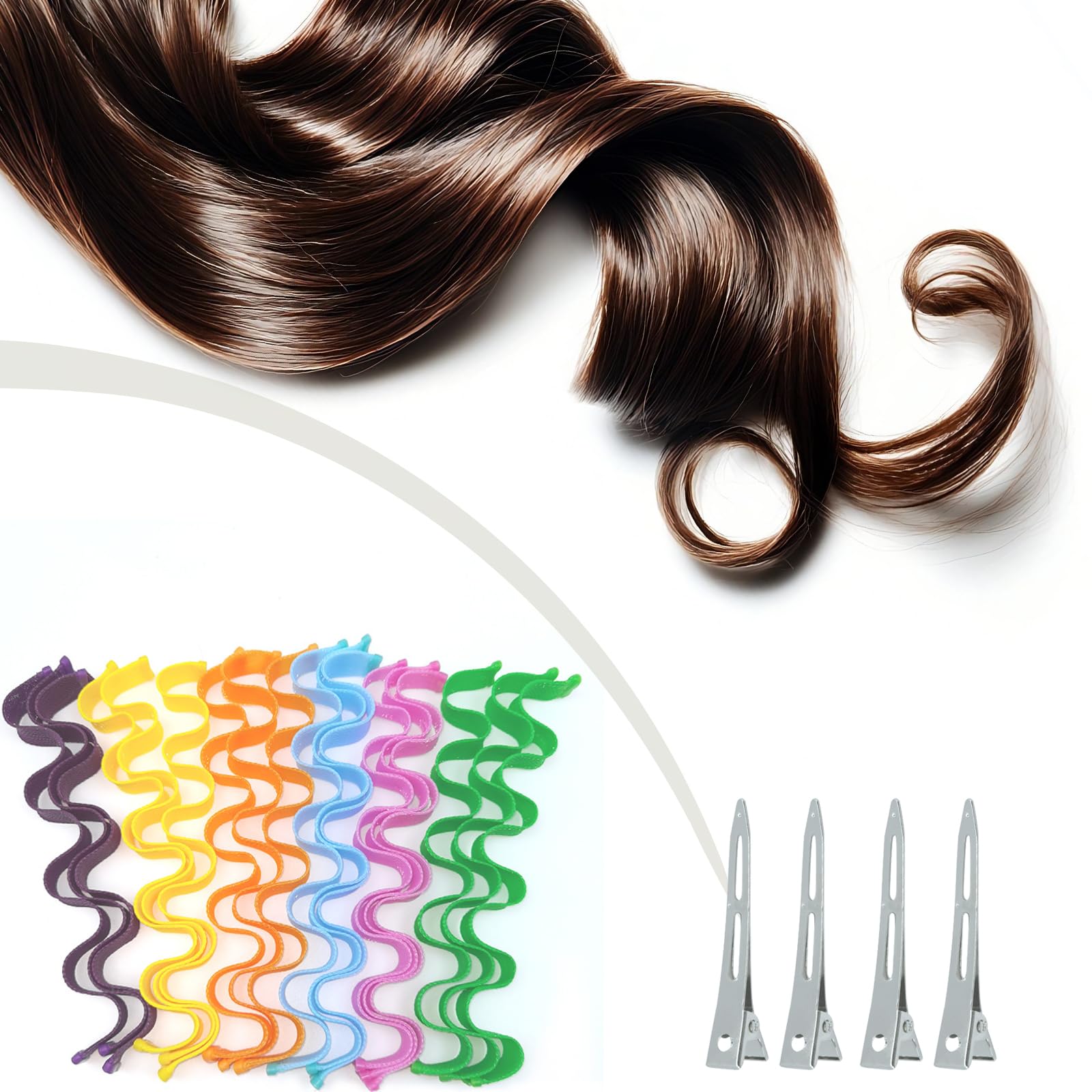 MSIHEY 34 Pieces Mixed Color Heathless Curling Curler Set Overnight Curler with 1 Beauty Comb and 2 Styling Hooks for Women and Girls Long Curling Curler (30cm) - Image 3