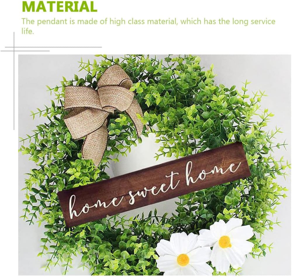 Cabilock 1pc Eucalyptus Wreath Welcome Sign Rustic Farmhouse Door Decor Artificial Floral Hanging Ornament for Spring and Home Decoration