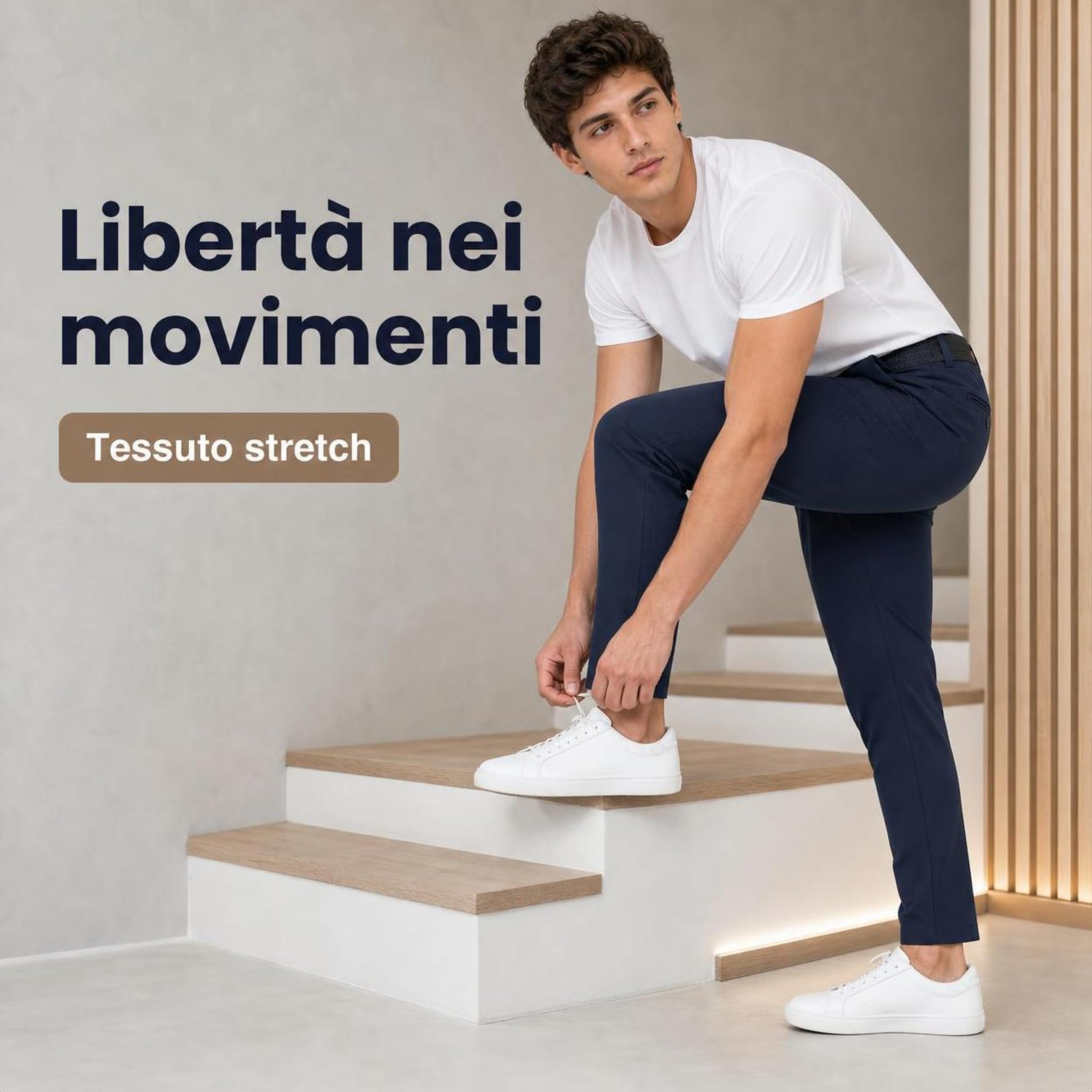 Bellutia Pantalone Elasticizzato MorphoFit Uomo Traspirante e Leggero, Tessuto Stretch con Finitura Pratica e Asciugatura Rapida per Ufficio, Pendolarismo, Viaggi e Giornate Lunghe