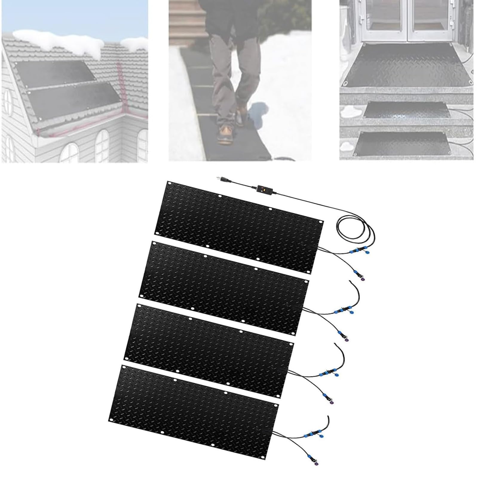 Maty do topienia śniegu na schody - Elektryczne, antypoślizgowe maty do topienia śniegu do zimowego usuwania śniegu(40x200cmx4Pcs)