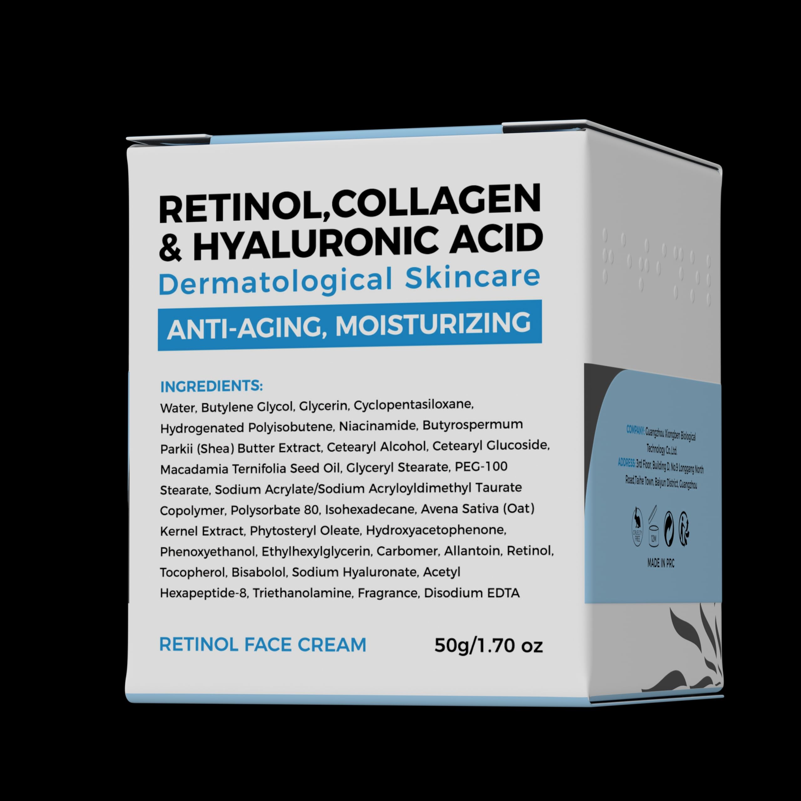 OUKEYA Krem Przeciwstarzeniowy do Twarzy - 3% Retinol + 5% Niacynamid & Kwas Hialuronowy - Intensywna Kuracja na Głębokie Zmarszczki, Ciemne Plamy i Suchą Skórę - Efekt Liftingu i Nawilżenia, 2 x 50g