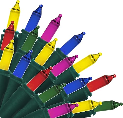 Brite Star Luces de línea recta de 35 luces, multicolor, cable verde