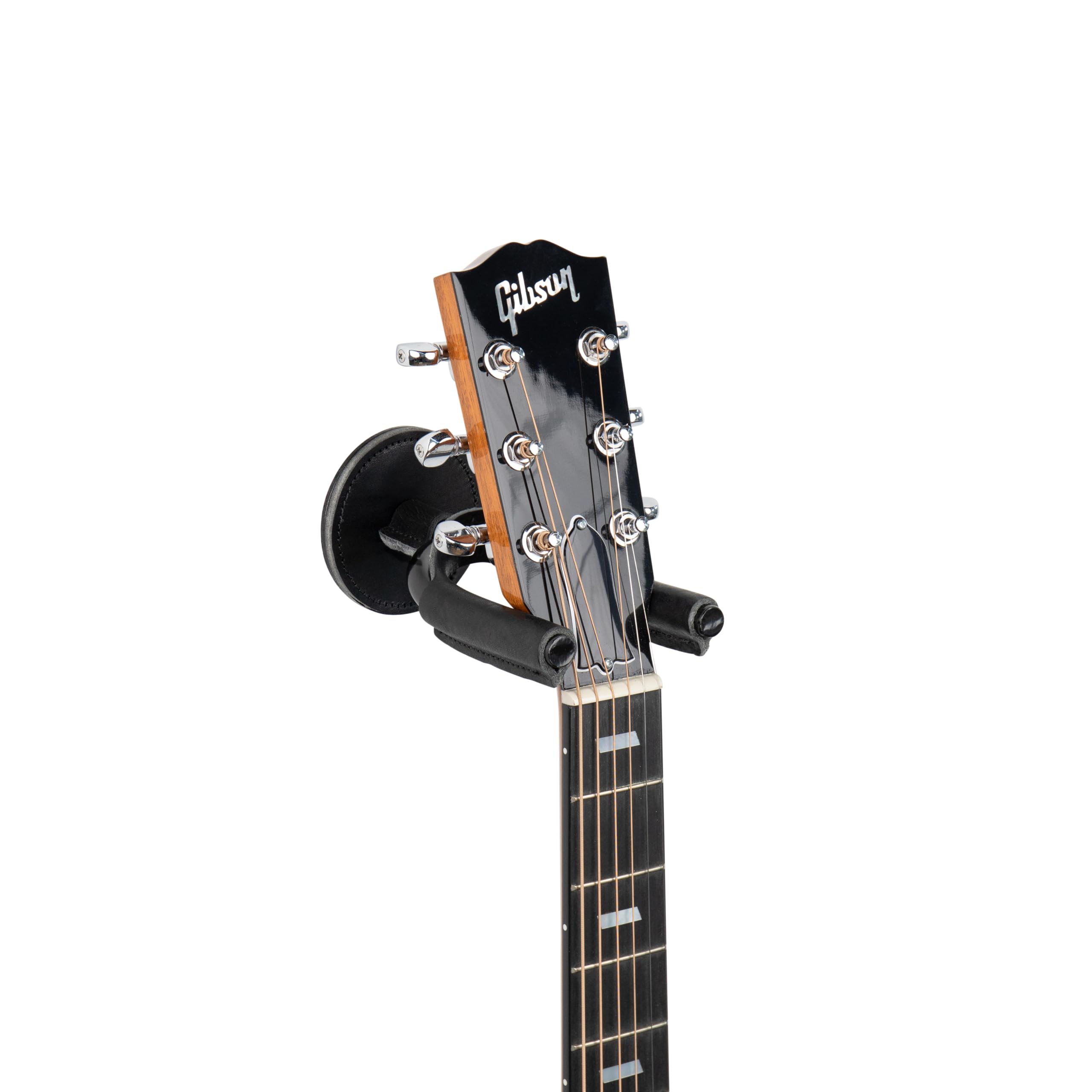 Levy's Leathers - Gancio per chitarra in acciaio forgiato, in metallo nero con fasce per giogo in pelle verde marrone chiaro (LVY-FGHNGR-BKBK)