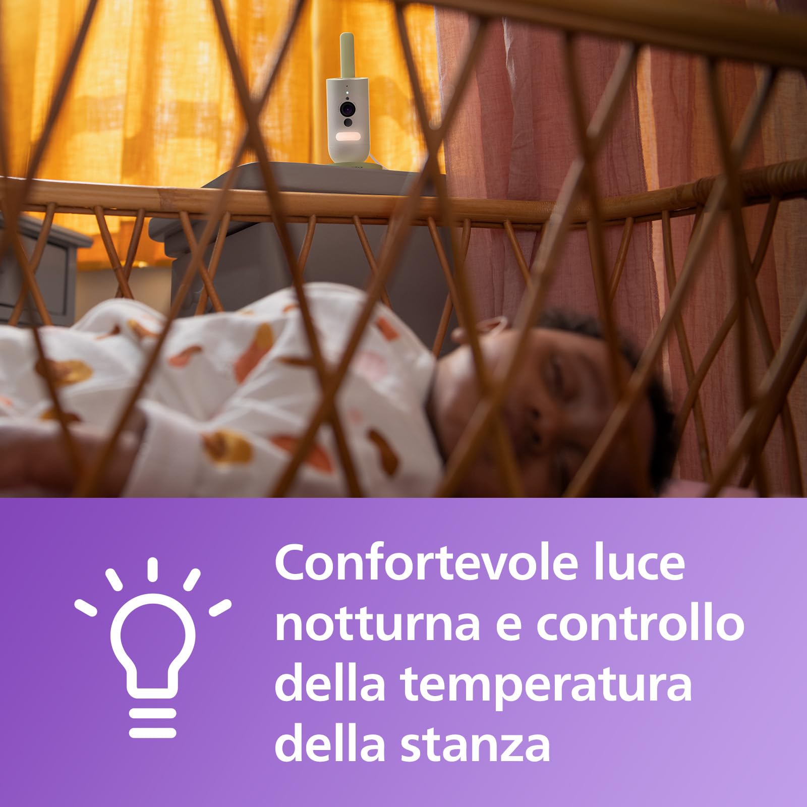 Philips Avent Connected Baby Camera, crittografia sicura e riservata, con app, audio, zoom x2, visione notturna, VOX, funzione di comunicazione a due vie (modello SCD643/26)