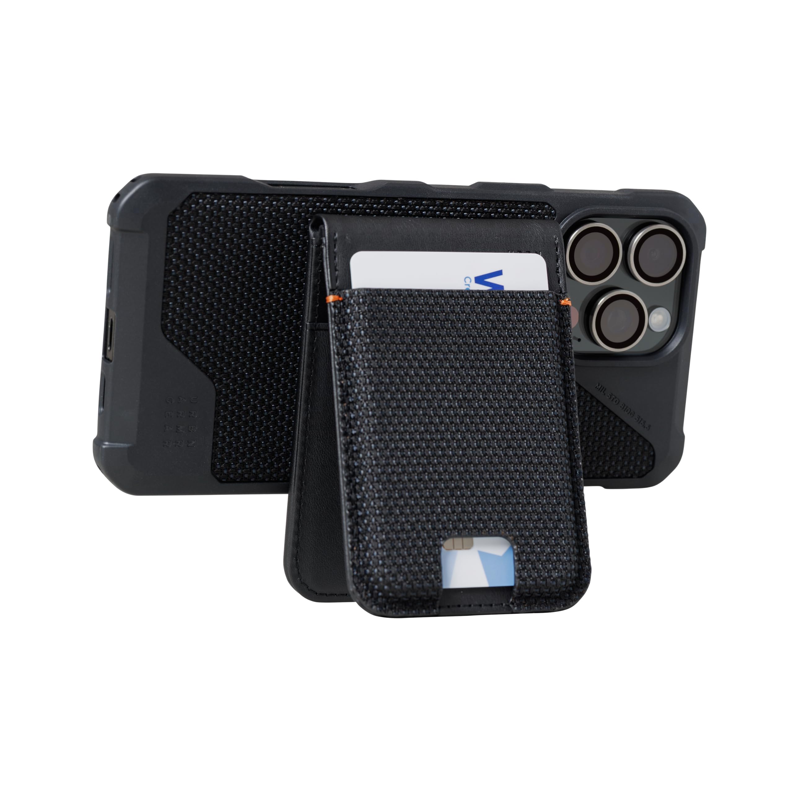 URBAN ARMOR GEAR Metropolis Magnetic Slim Wallet con funzione stand (portafoglio con magneti ultraresistenti, fino a cinque carte di credito) nero kevlar