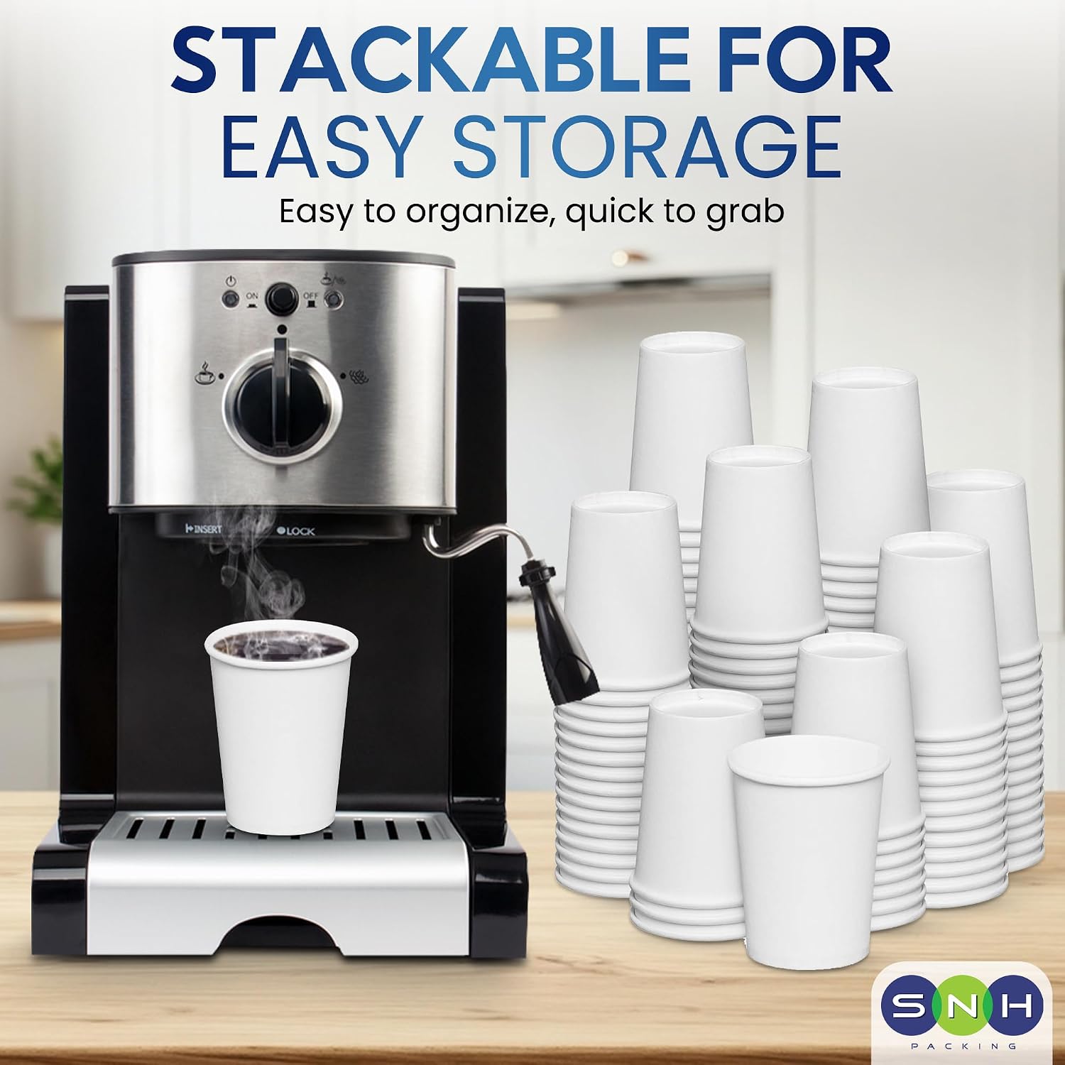 SNH Packing 100-Pack 16 oz Single Wall Paper Cups - Disposable Coffee Cups for Hot & Cold Drinks, Leak-Proof White Paper Cups for Tea, Water, Beverages - Ideal for Office, Home, Parties, Travel