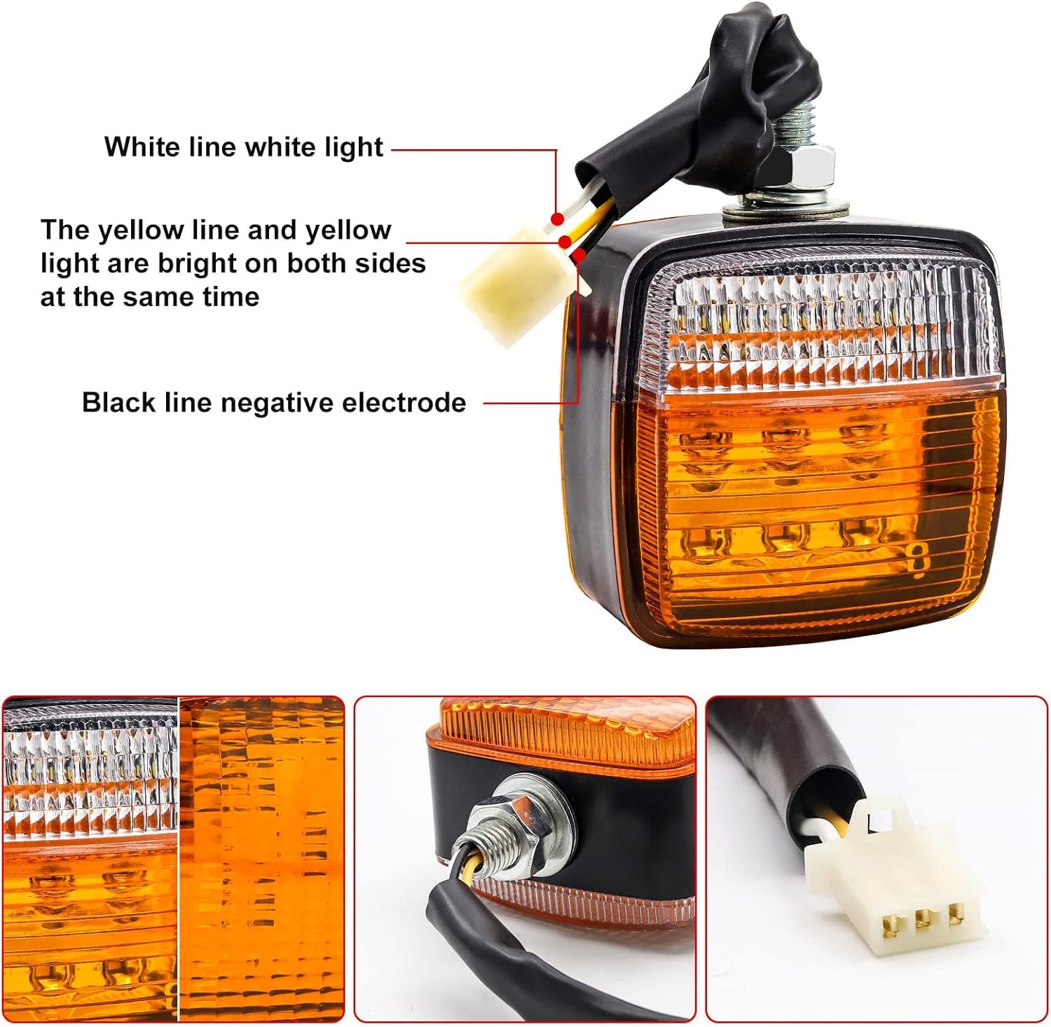 2 luci posteriori bifacciali per camion, rimorchio, stop, indicatori di direzione, luci di posizione dei freni, LED ambra/bianco 12V per camion, roulotte, furgoni, barche