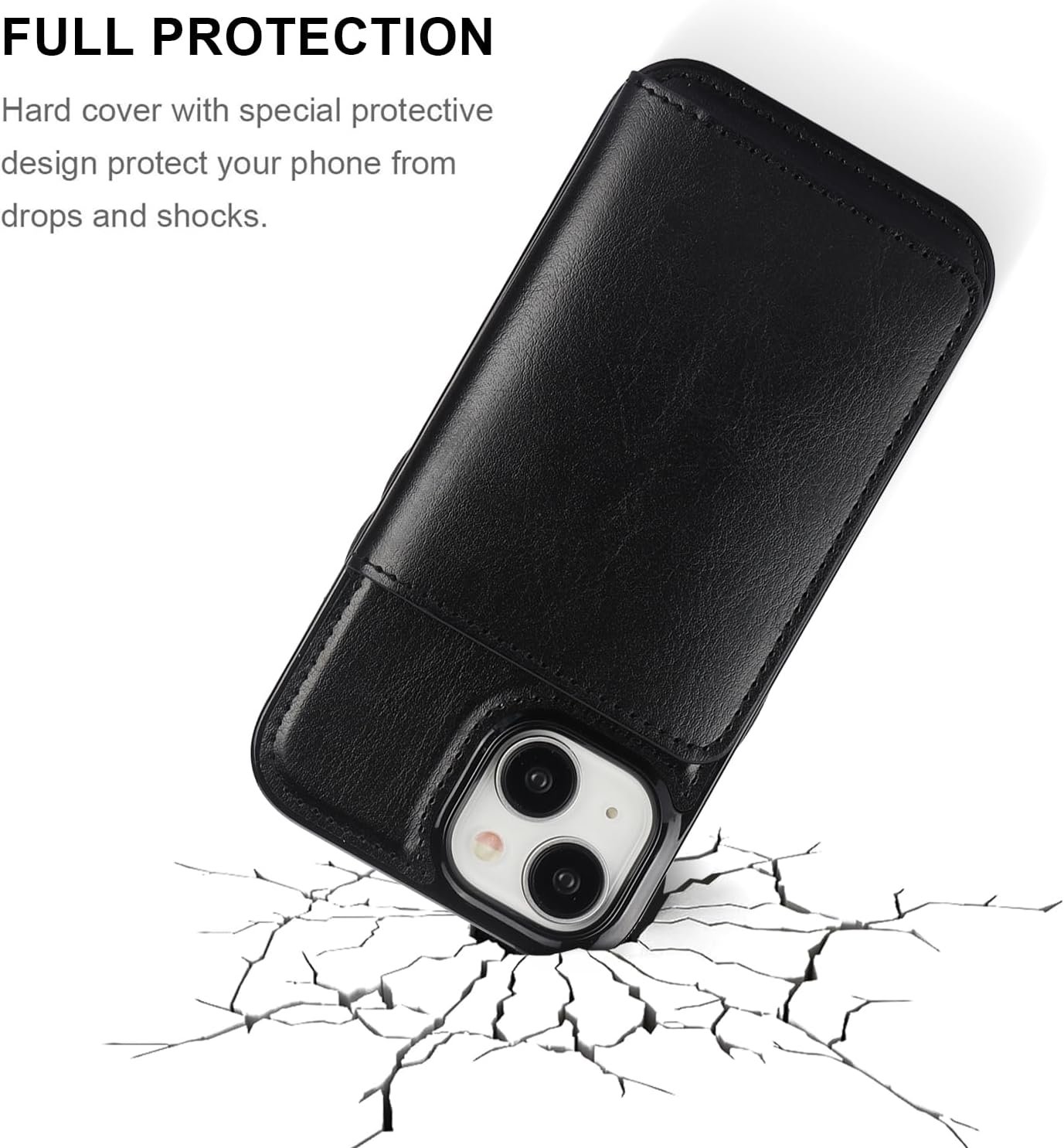 KIHUWEY Compatible with iPhone 15 Wallet Case Credit Card Holder, Premium Leather Kickstand Flip Hidden Magnetic Clasp Durable Shockproof Protective Cover for iPhone 15 6.1 inch (Black) - Image 6