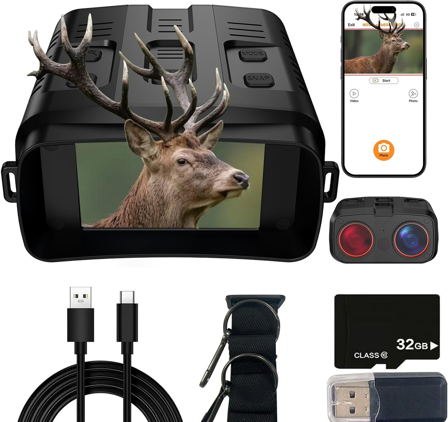 4K Day/Night Vision Goggles | 10X Zoom Night Vision Binoculars 3'' LCD Screen Infrared, 4000mAh Rechargeable Battery, 32GB TF Card, Video and Sound Recording for Camping