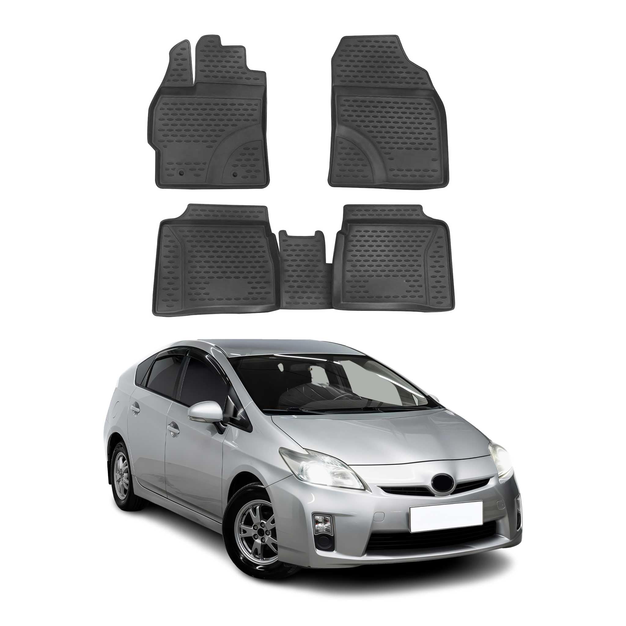 OMAC Dywaniki Gumowe Dywaniki Pasujące do Toyota Prius XW30 2009-2015 TPE Dywaniki Samochodowe Czarny 4X