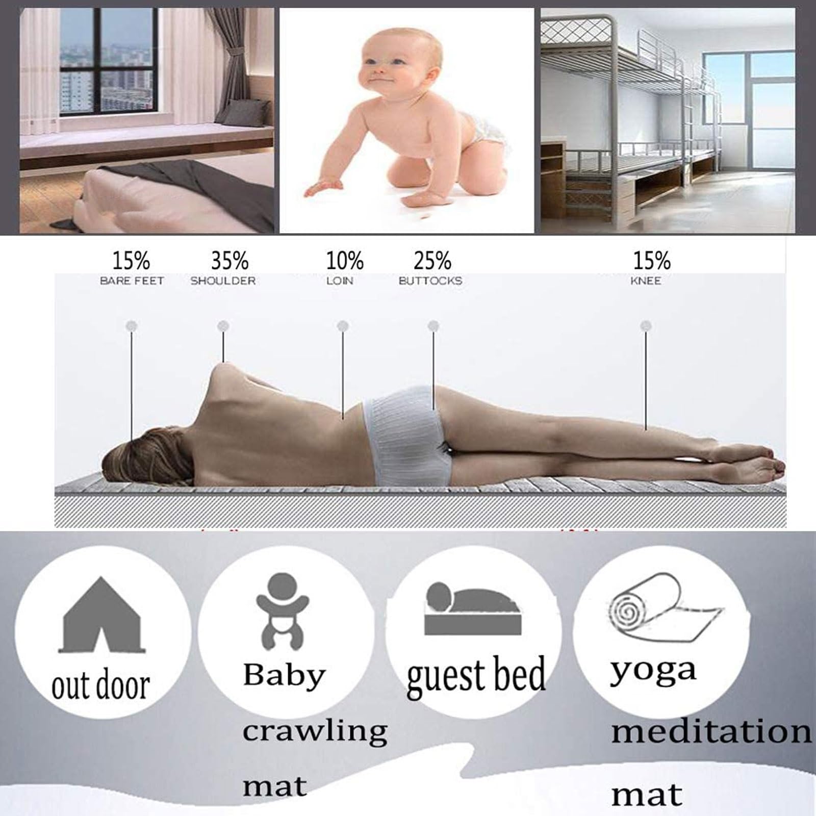 Colchón Japonés Futon 10 Cm De Grosor Esterilla Tatami Para Dormir Colchón Enrollable De Lana Suave Y Antideslizante Esterilla Transpirable Para Las 4 Estaciones Cálida Almohadilla Para El Suelo