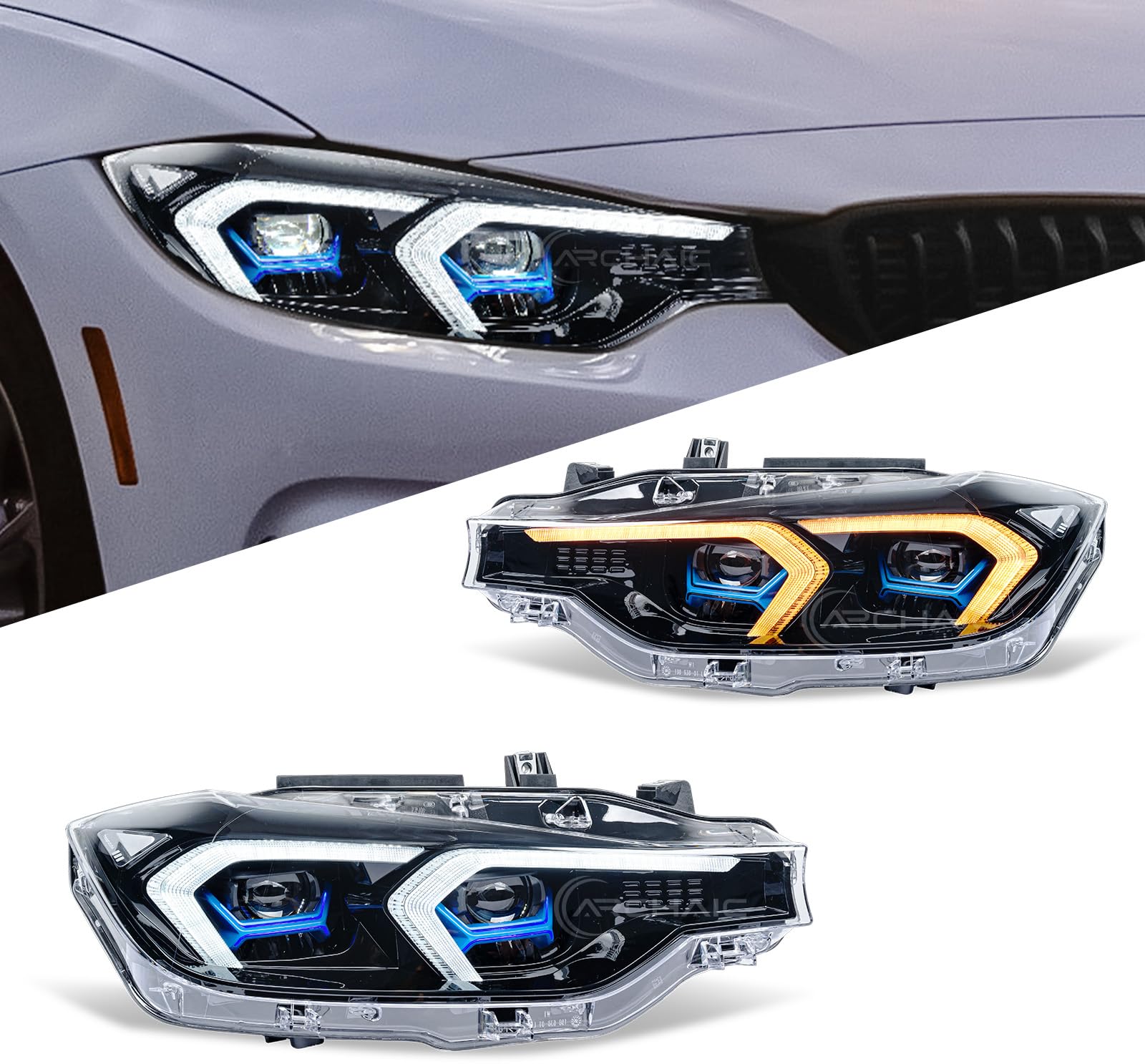 Amazon | Archaic BMW 3シリーズ F30 F31 ヘッドライト 3眼 