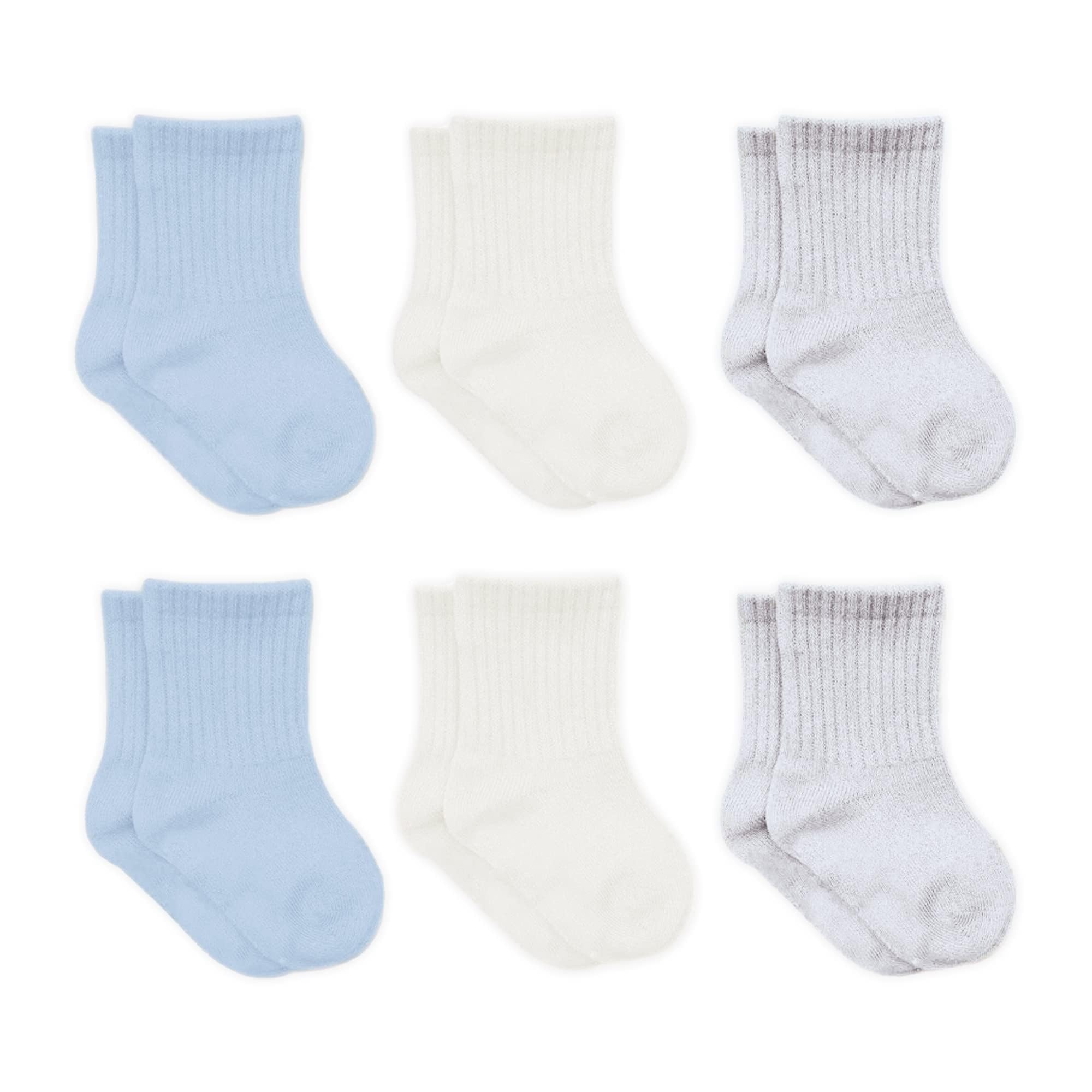bistyle Baby Grip Ankle Socks 6 Pairs | Newborn Infant Toddlers Socks Organic Cotton | Kids Boys Girls Ankle Socks (as8, age, 12_months, 24_months, Blue)