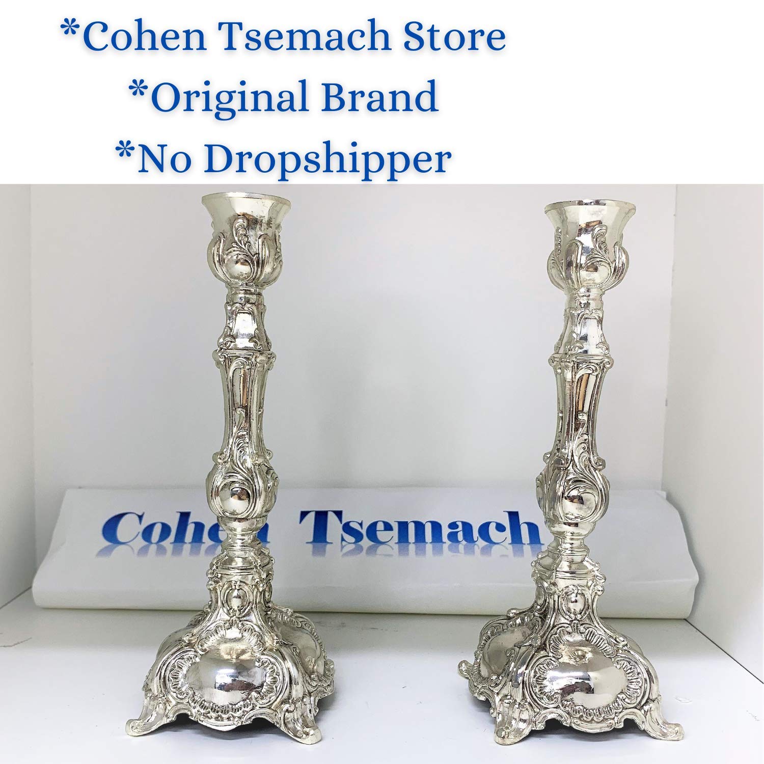 GORGEOUS BEAUTY&CARE Kerzenhalter, Nickel, Shabbat, Judaica, Israel, jüdisch, 16,5 cm
