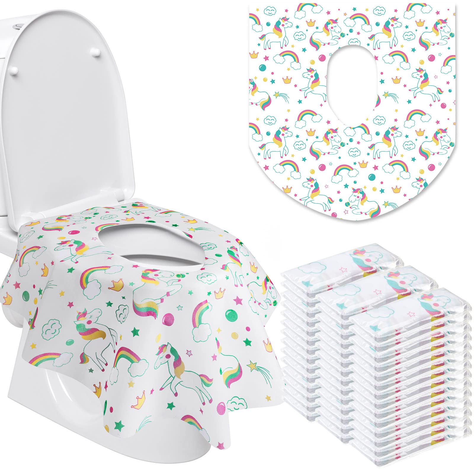 50 Packs Disposable Toilet Seat Covers Extra Large Individually Wrapped for Kids and Adults Portable Non Slip Waterproof