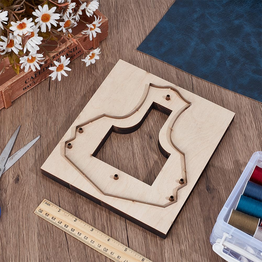 Molde de corte para cuero para gafas de sol, estuche de gafas, plantilla para estampado y estampado de cuero con base de madera lisa para bolsas de gafas caseras